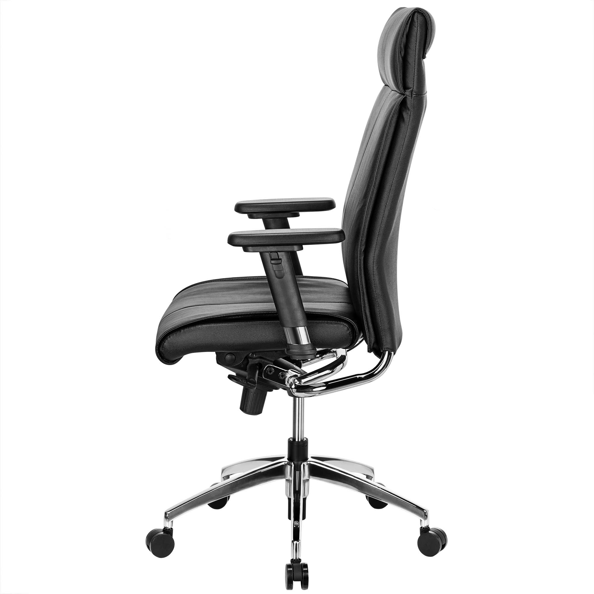 TOP Chaise oscillante de bureau | Support de la lordose, en cuir réel, noir