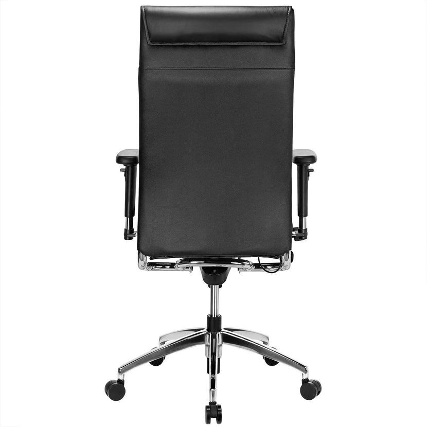 TOP Chaise oscillante de bureau | Support de la lordose, en cuir réel, noir