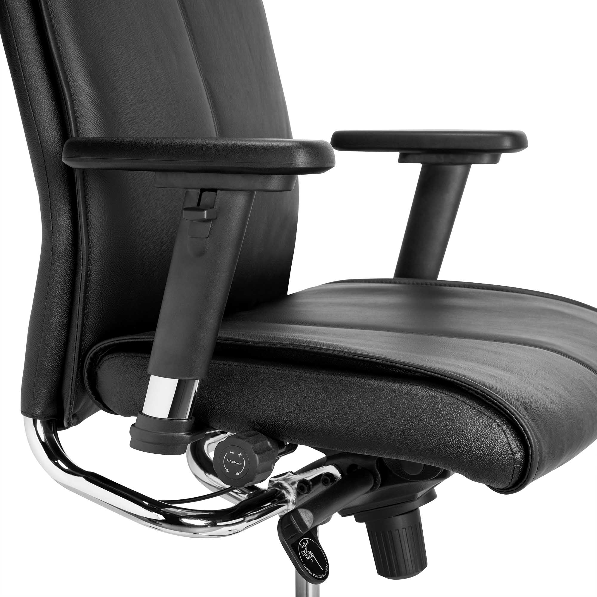 TOP Chaise oscillante de bureau | Support de la lordose, en cuir réel, noir