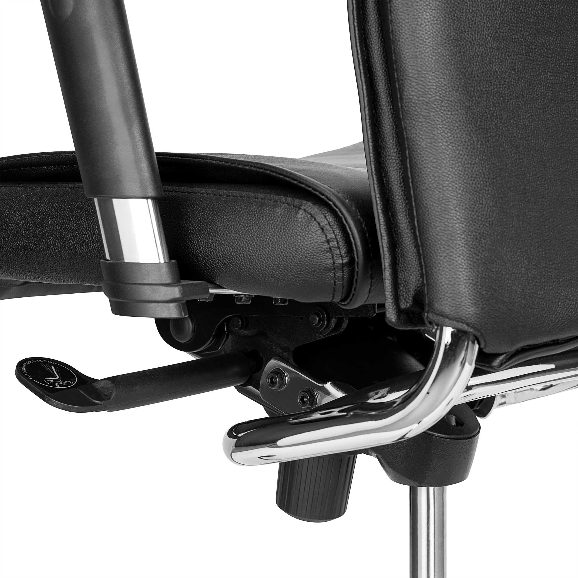 TOP Chaise oscillante de bureau | Support de la lordose, en cuir réel, noir