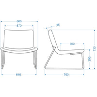 Chaise longue VEGAS | Piètement luge, matelassage, matériaux de revêtement LUCIA / VELITO / SYNERGY