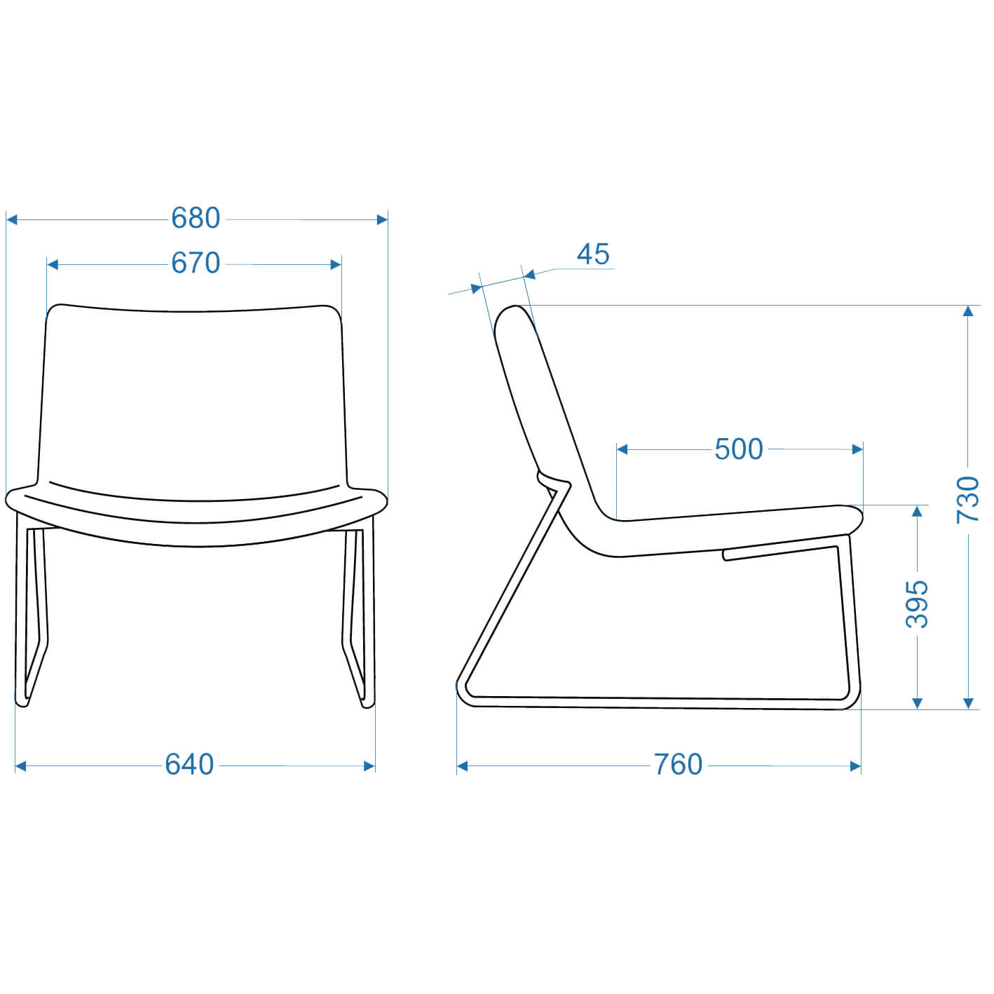 VEGAS lounge chair | Sled base, upholstery fabrics LUCIA / VELITO / SYNERGY