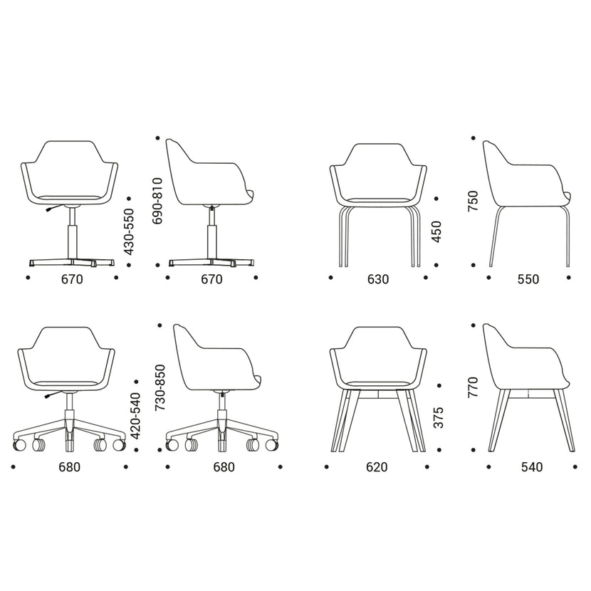 DANAE Fauteuil salon | Cadre de 4 pieds, tissus de référence Lucia / Velito / Synergy
