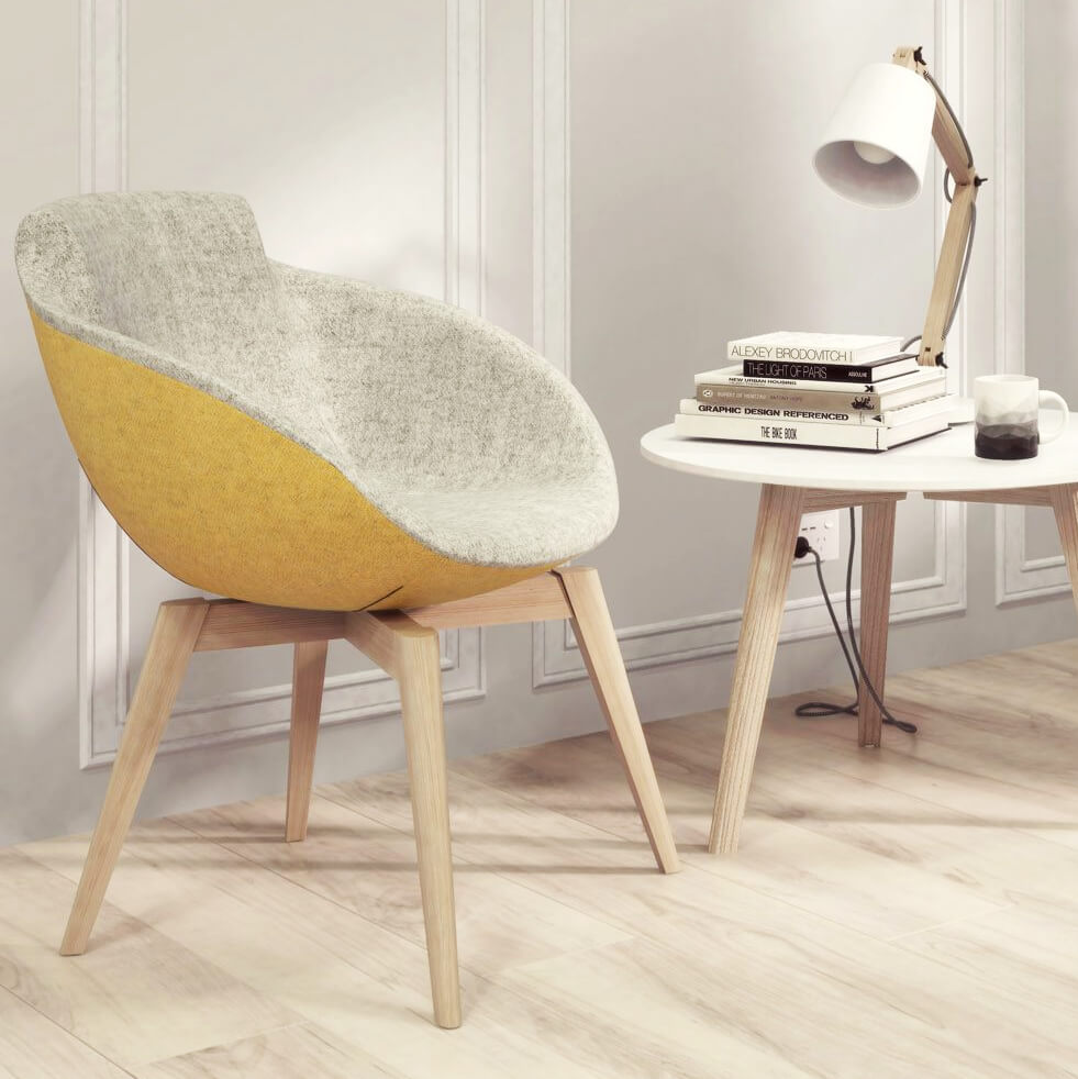 TULA Sedia da salotto | Telaio in legno massiccio, coperture di lana velio / sinergia