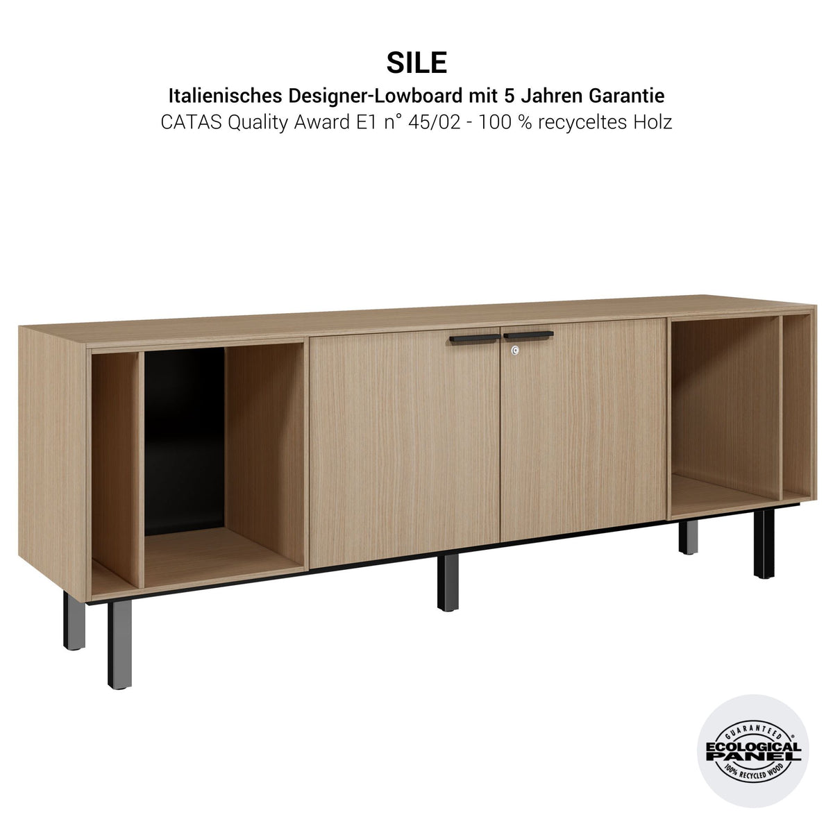Bralco SILE Lowboard | 1 oh, 2025 x 740 mm, noir - 6 Lightbox Main Image