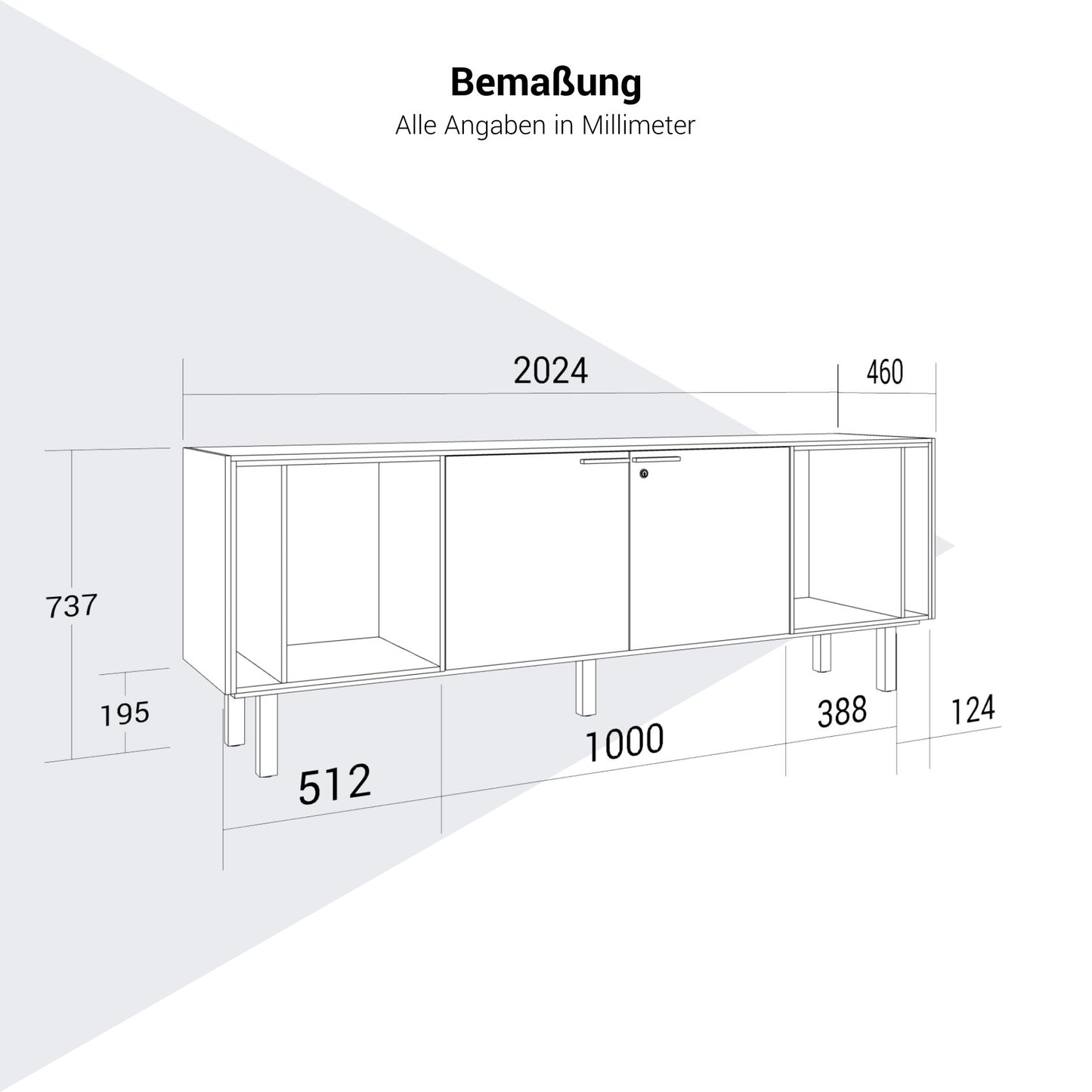 BRALCO SILE Buffet bas | 1 OH, 2025 x 740 mm, noir