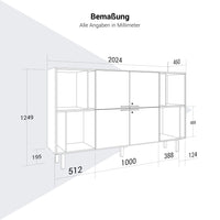 BRALCO SILE buffet haut | 2 OH, 2025 x 1250 mm, noyer