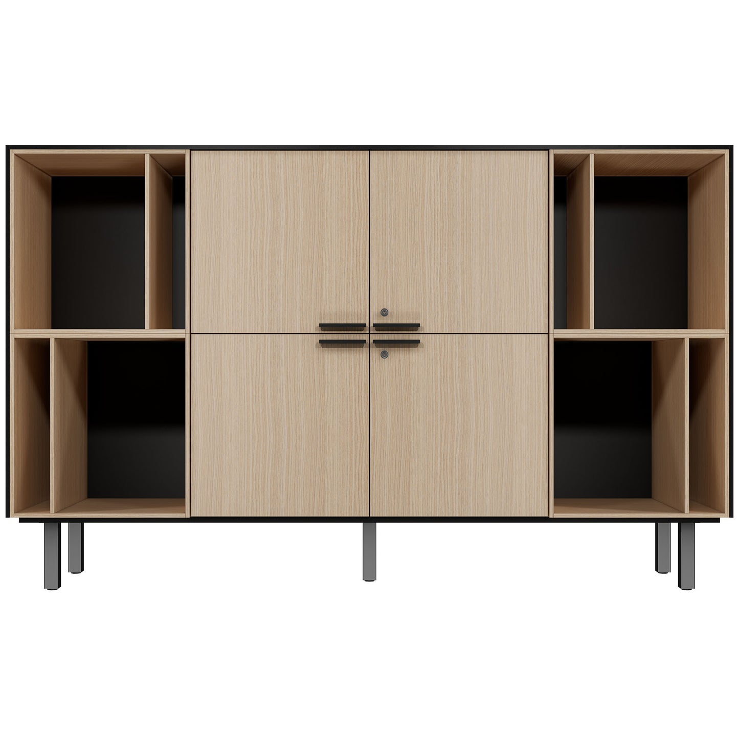 BRALCO SILE Highboard | 2 OH, 2025 x 1250 mm, Schwarz