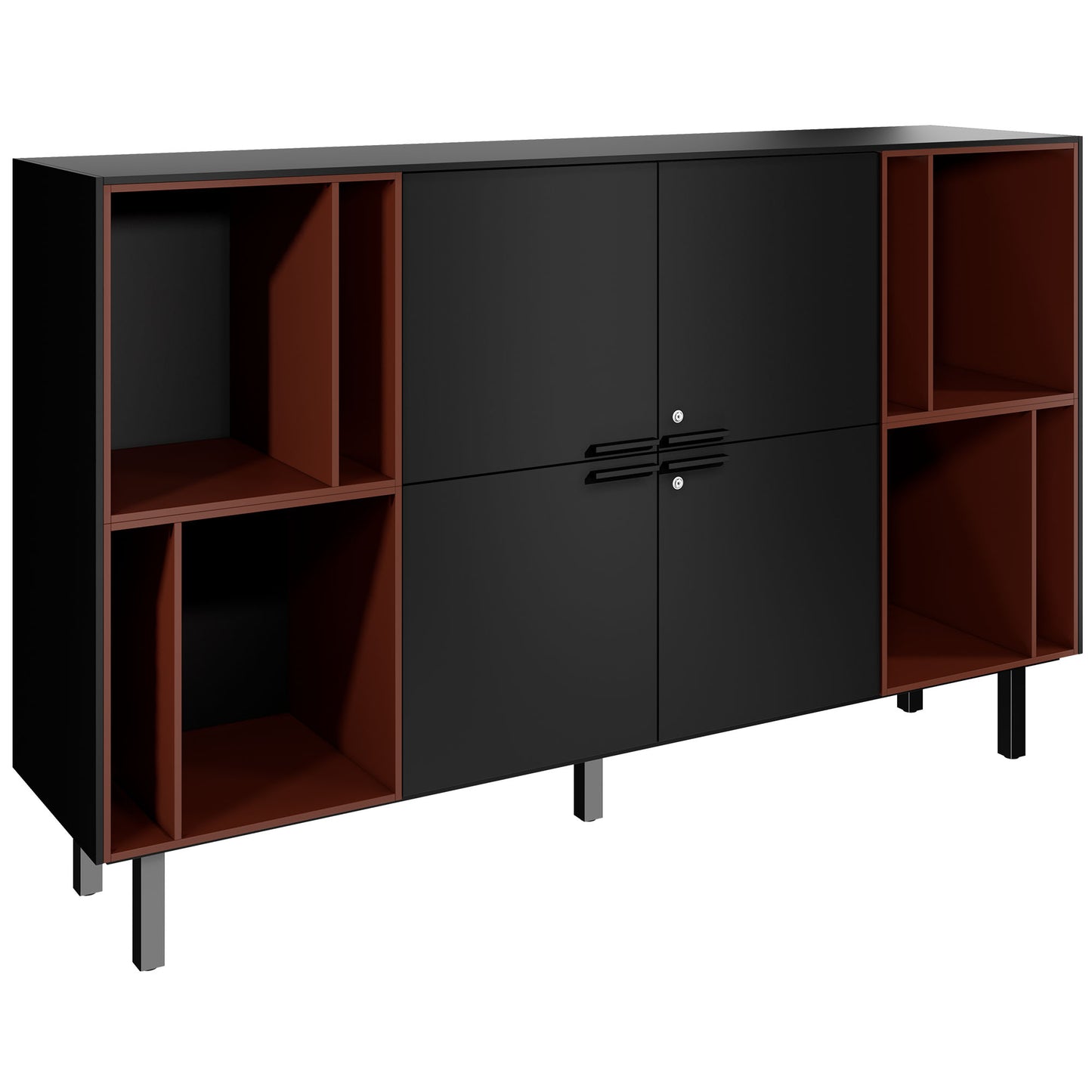 Bralco SILE Highboard | 2 oh, 2025 x 1250 mm, nero