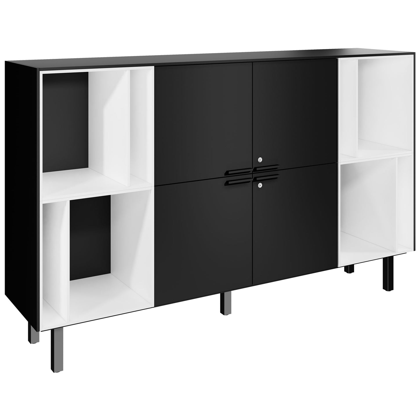 BRALCO SILE Highboard | 2 OH, 2025 x 1250 mm, Schwarz