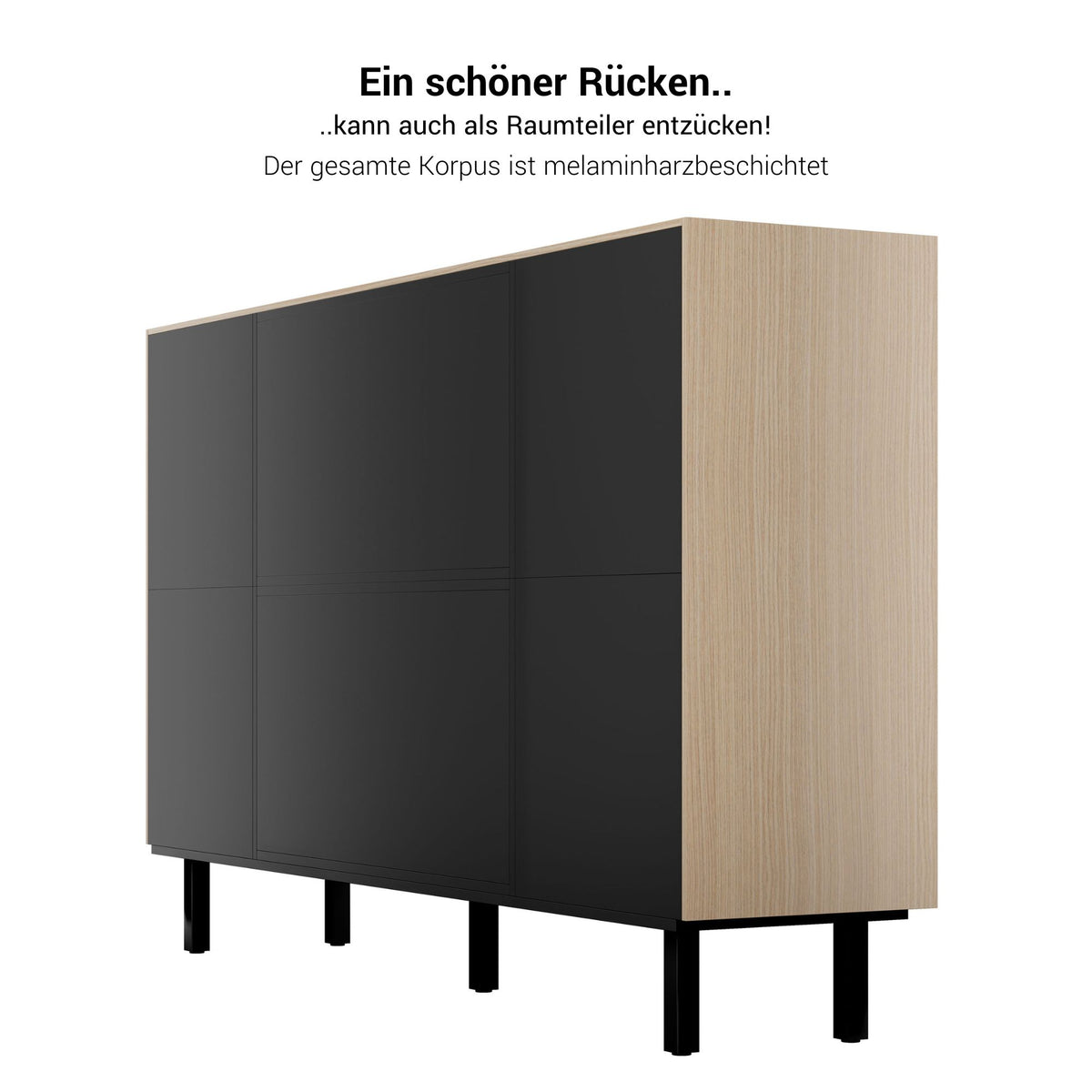 BRALCO SILE Highboard | 2 OH, 2025 x 1250 mm, Nero  - 7 Lightbox Main Image