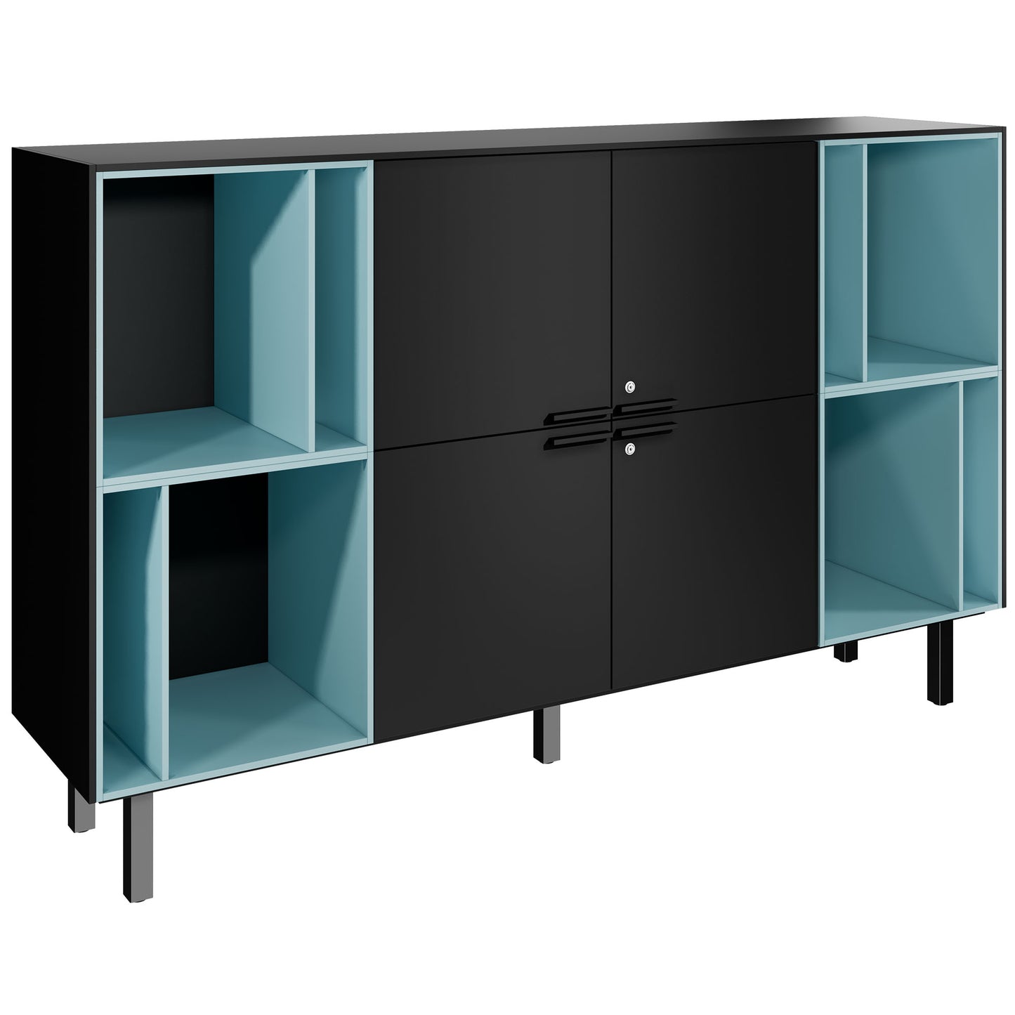 BRALCO SILE highboard | 2 OH, 2025 x 1250 mm, black