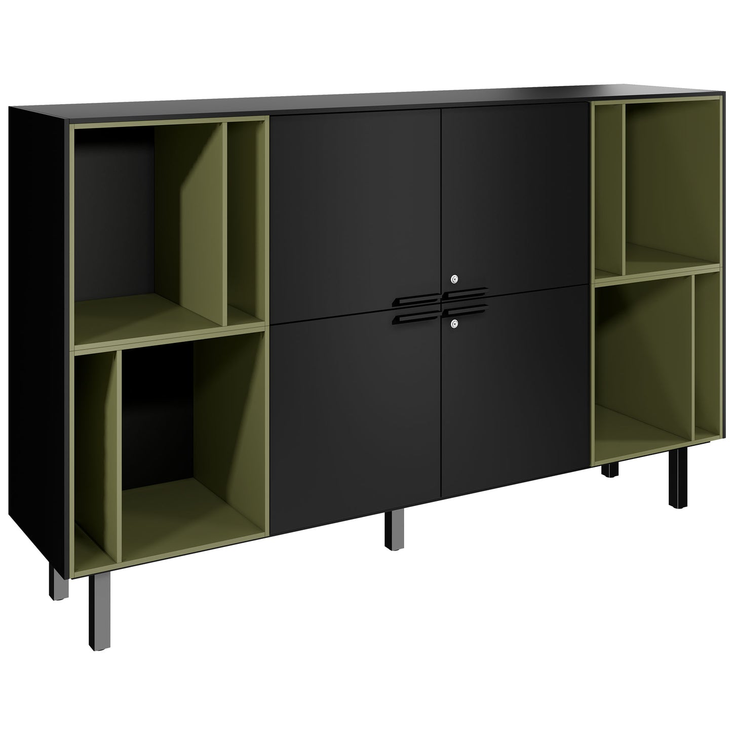 BRALCO SILE Highboard | 2 OH, 2025 x 1250 mm, Schwarz