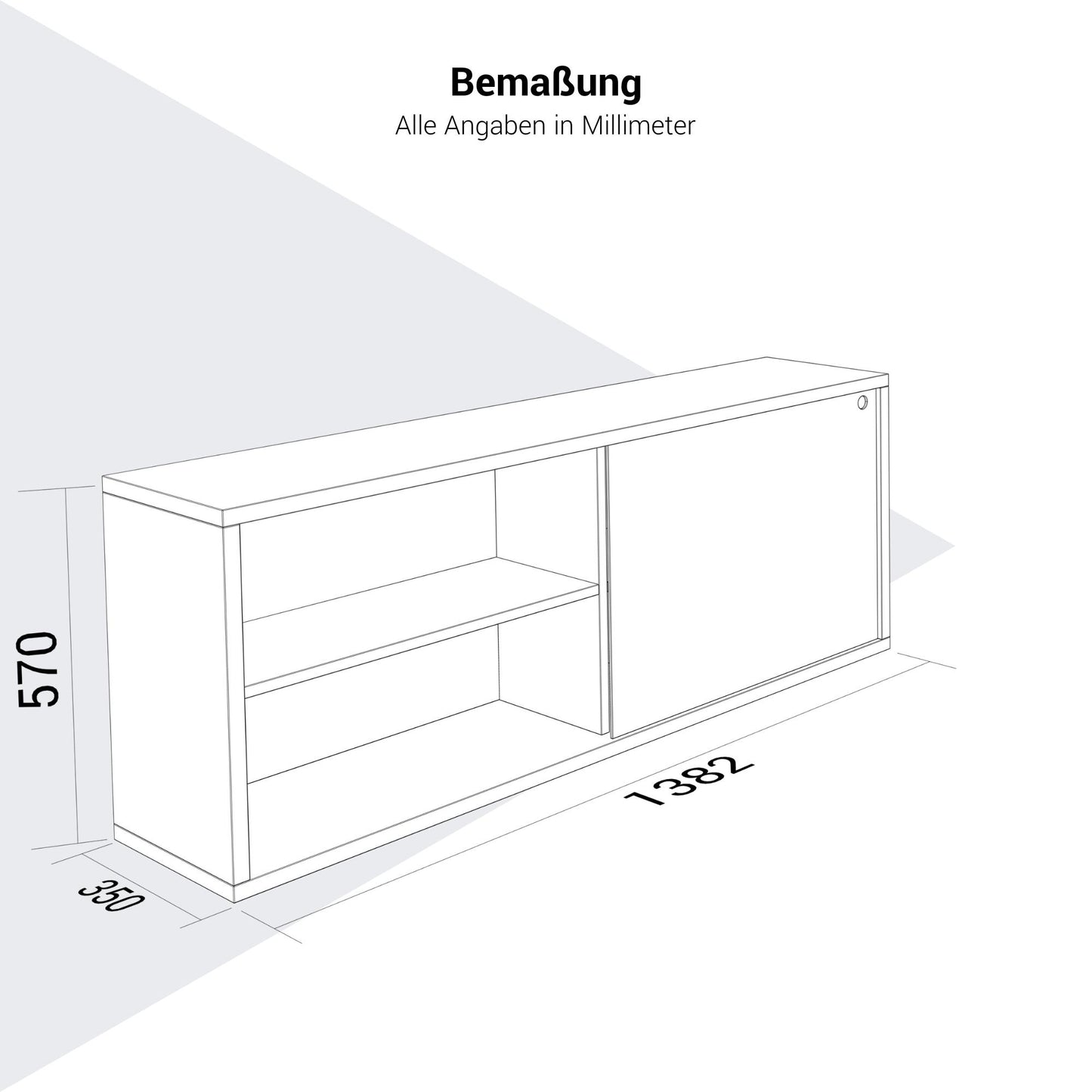 Buffet bas NOVA | 1,5 OH, 1382 x 570 mm, chêne ambré