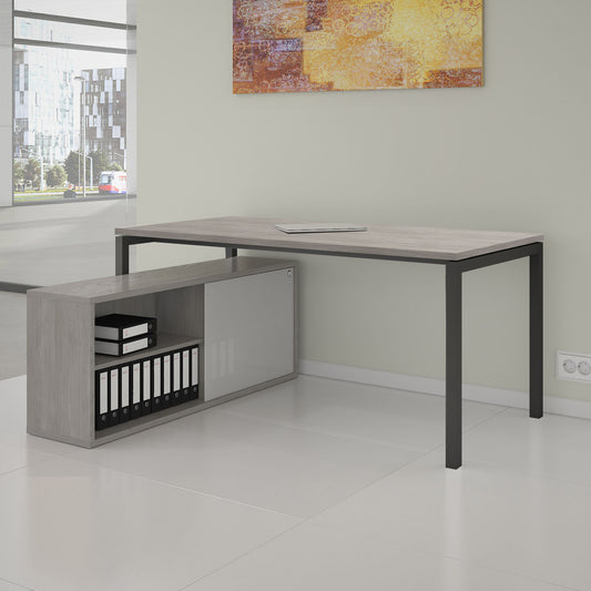 Buffet bas NOVA | 1,5 OH, 1382 x 570 mm, chêne du nord gris