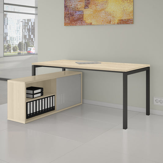 Buffet bas NOVA | 1,5 OH, 1382 x 570 mm, cendre de sable