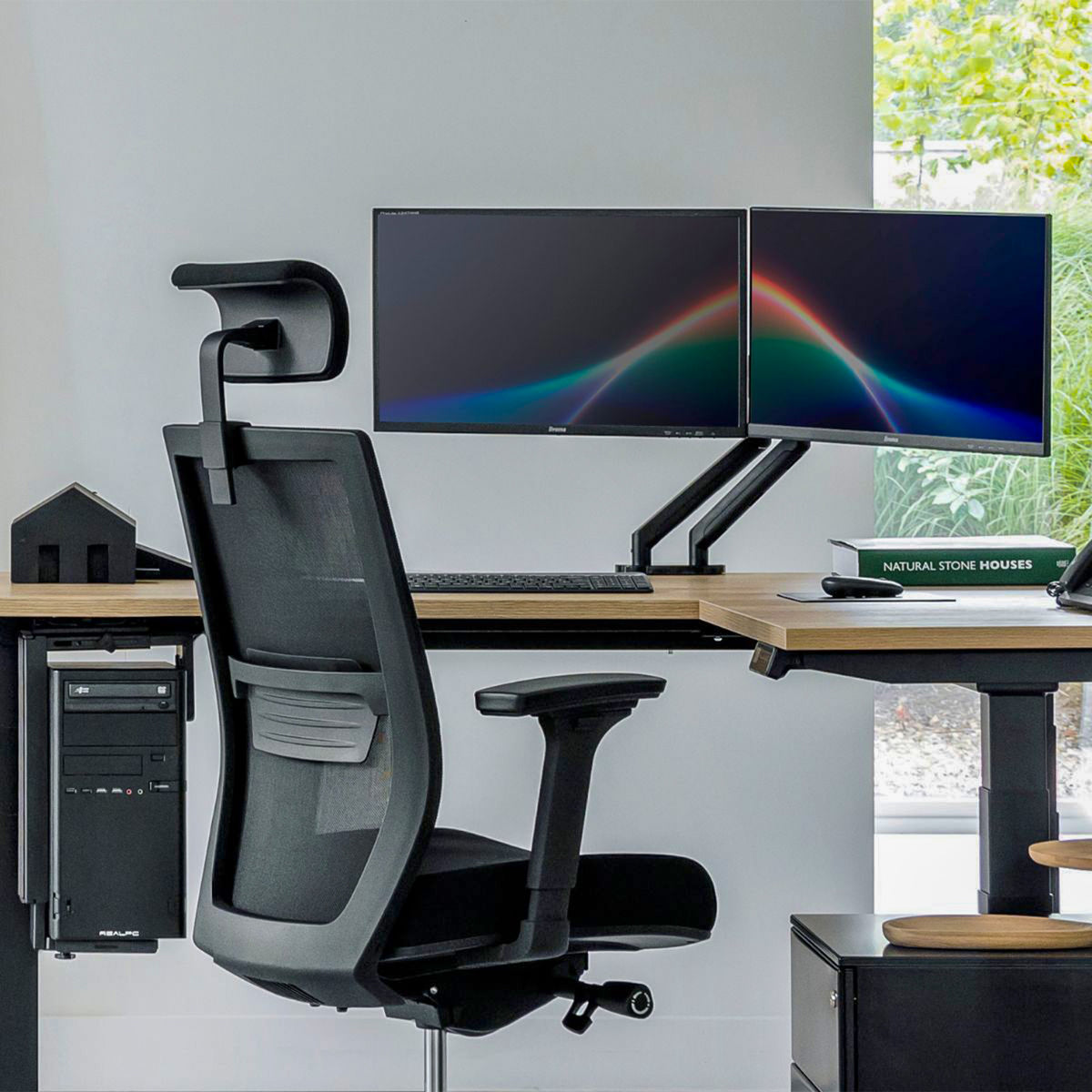 Supporto per monitor MASTER DUO | Molla a gas, 148-445 mm, per due monitor - 5 Lightbox Main Image