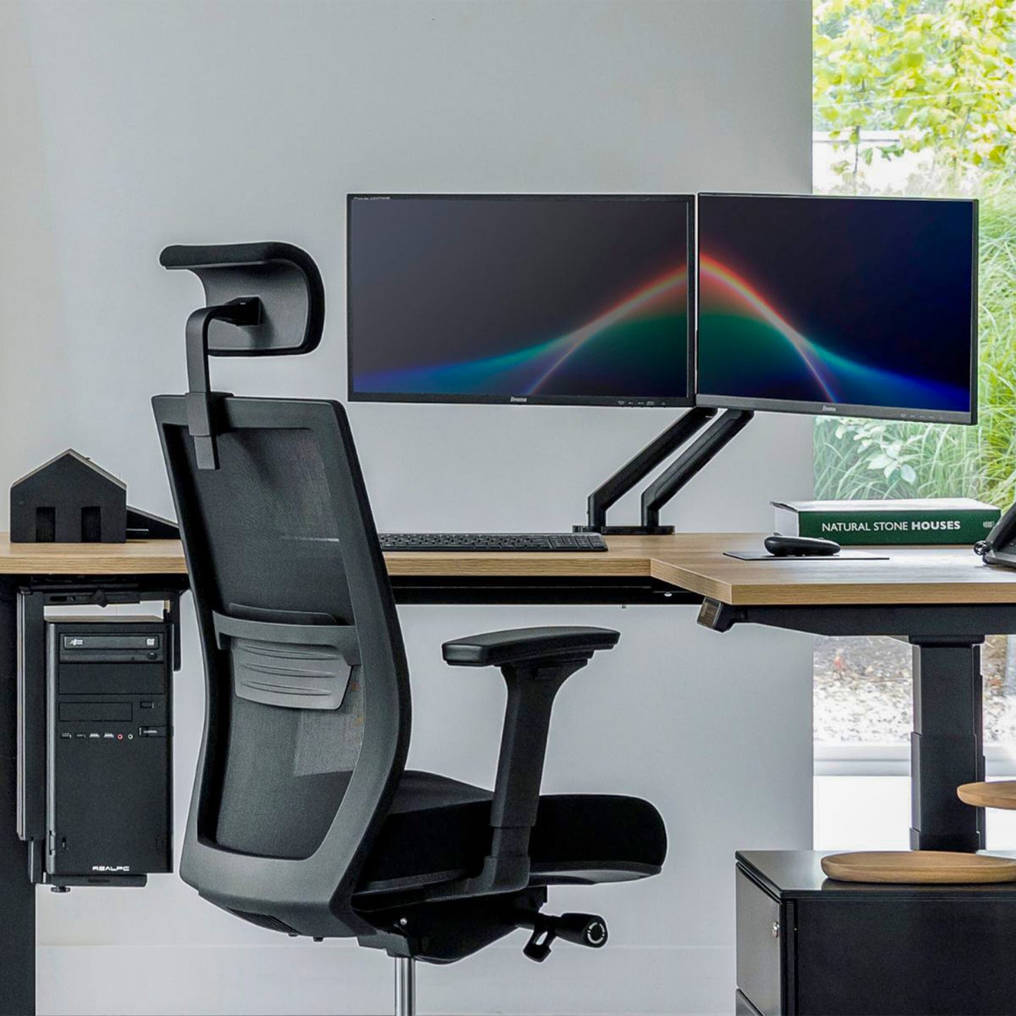 MASTER DUO Monitorhalter | Gasfederunterstuetzung, 148-445 mm, fuer zwei Monitore