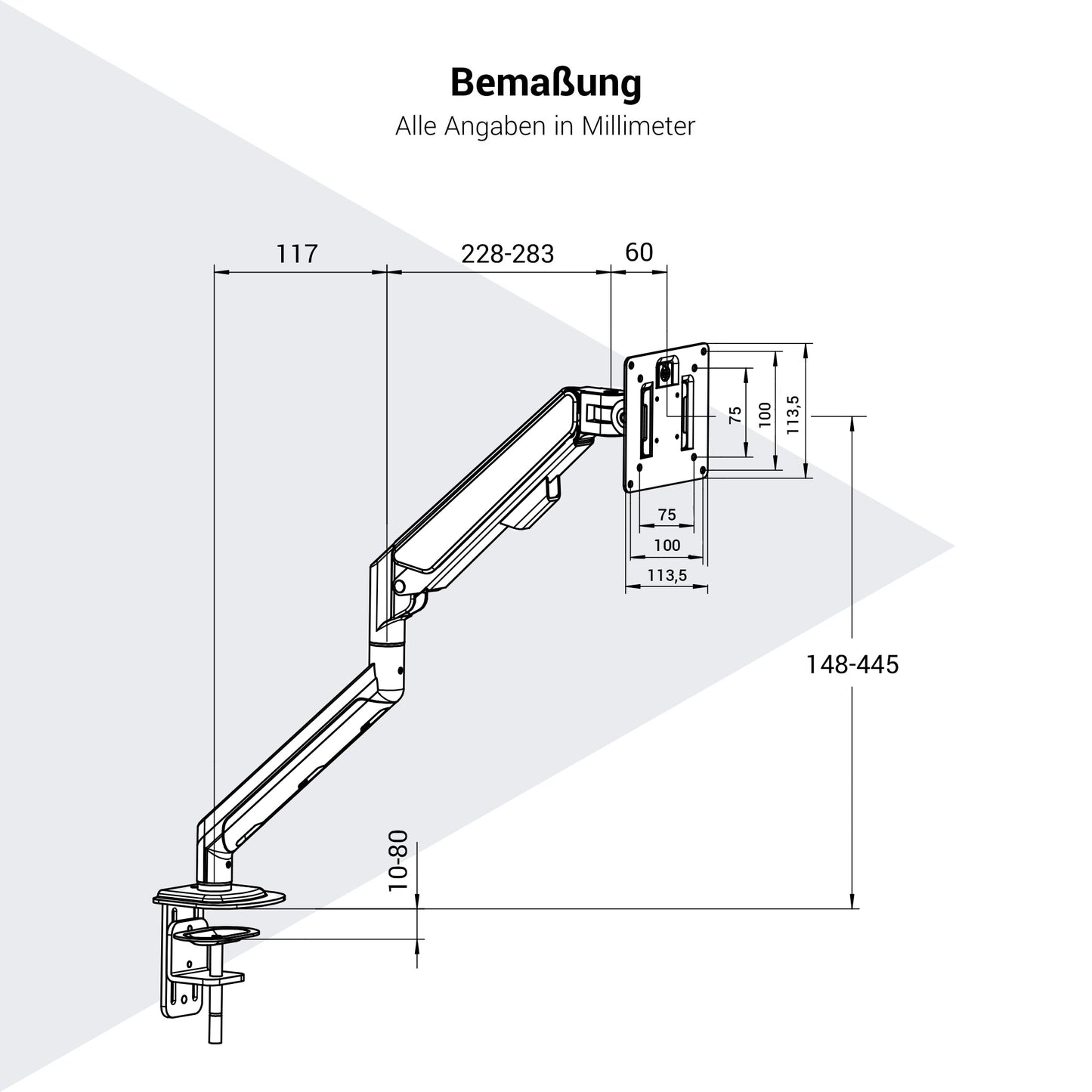 MASTER Monitor Holder | Gas Spring Support, 148-445 mm