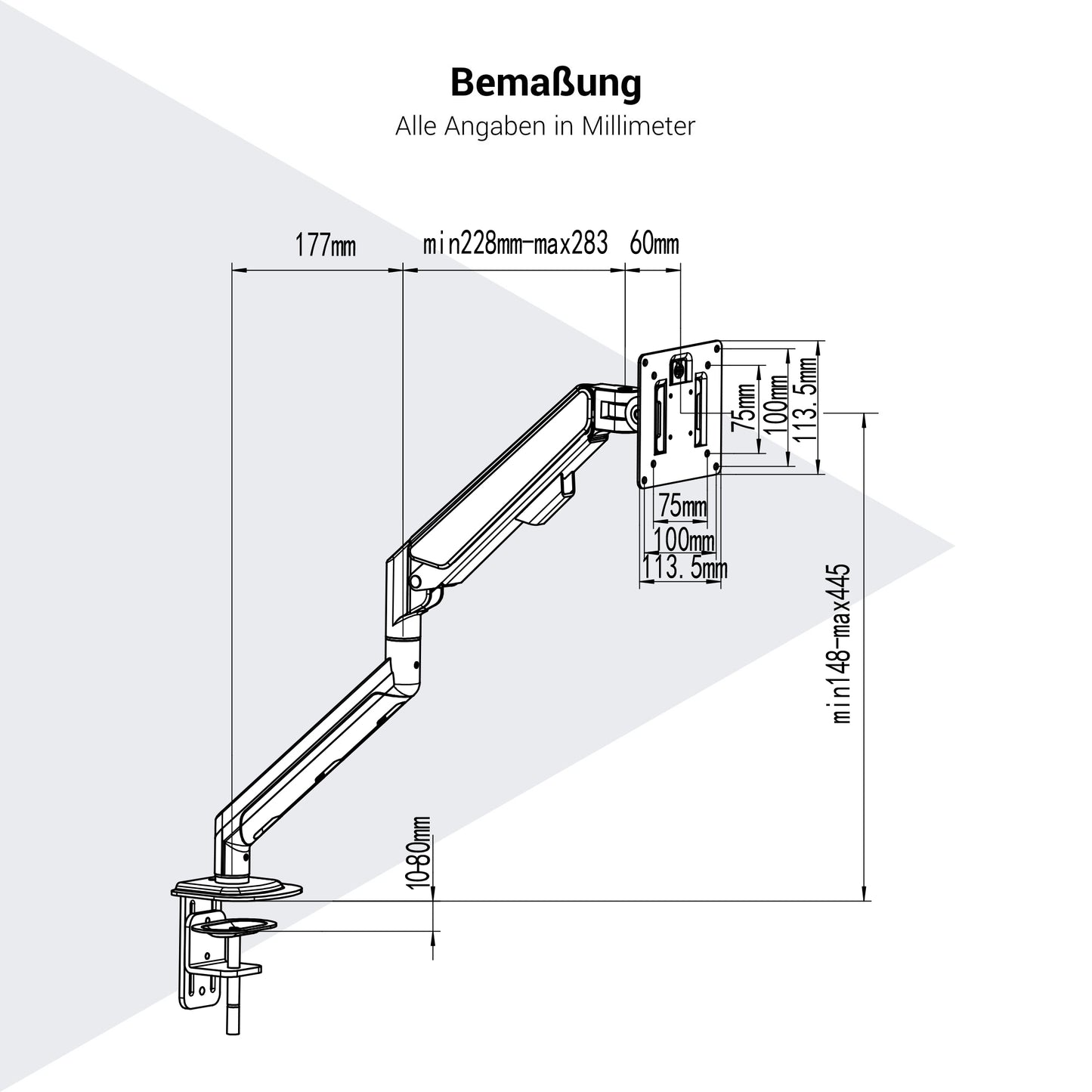 MASTER Monitor Holder | Gas Spring Support, 148-445 mm