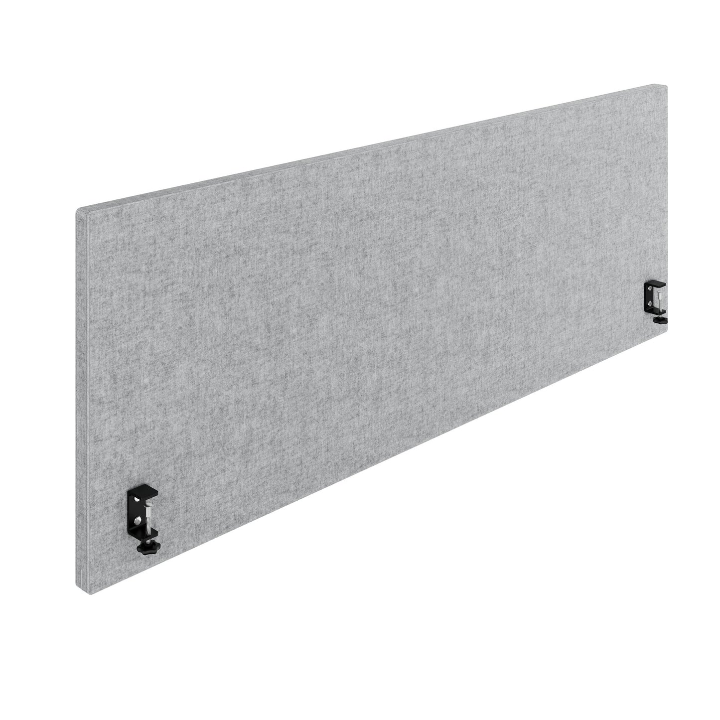 Cloison de table acoustique MILA | 1600 - 2000 mm, hauteur 650 mm, VELITO gris clair chiné