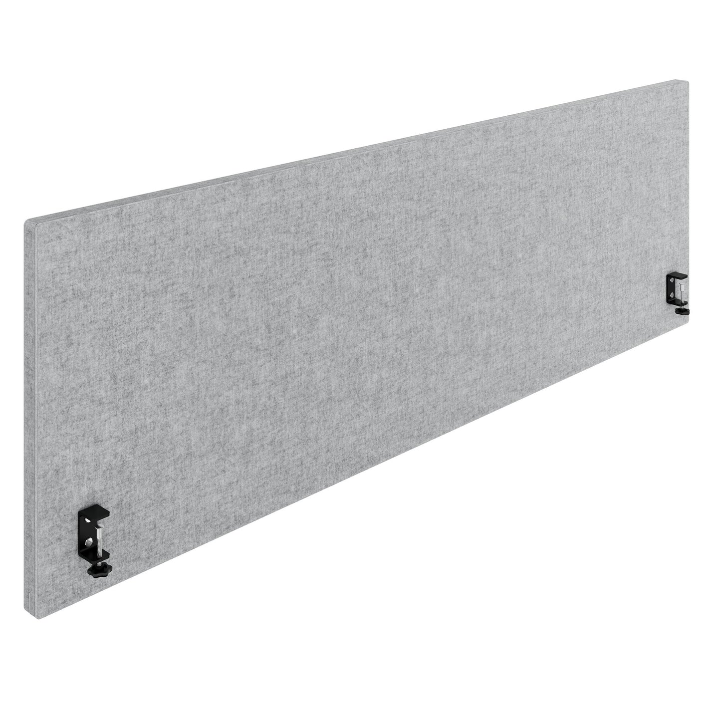 Cloison de table acoustique MILA | 1600 - 2000 mm, hauteur 650 mm, VELITO gris clair chiné