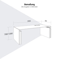 MOTION 2-Motoren-Schreibtisch | Elektrisch höhenverstellbar, 2000 x 900 mm