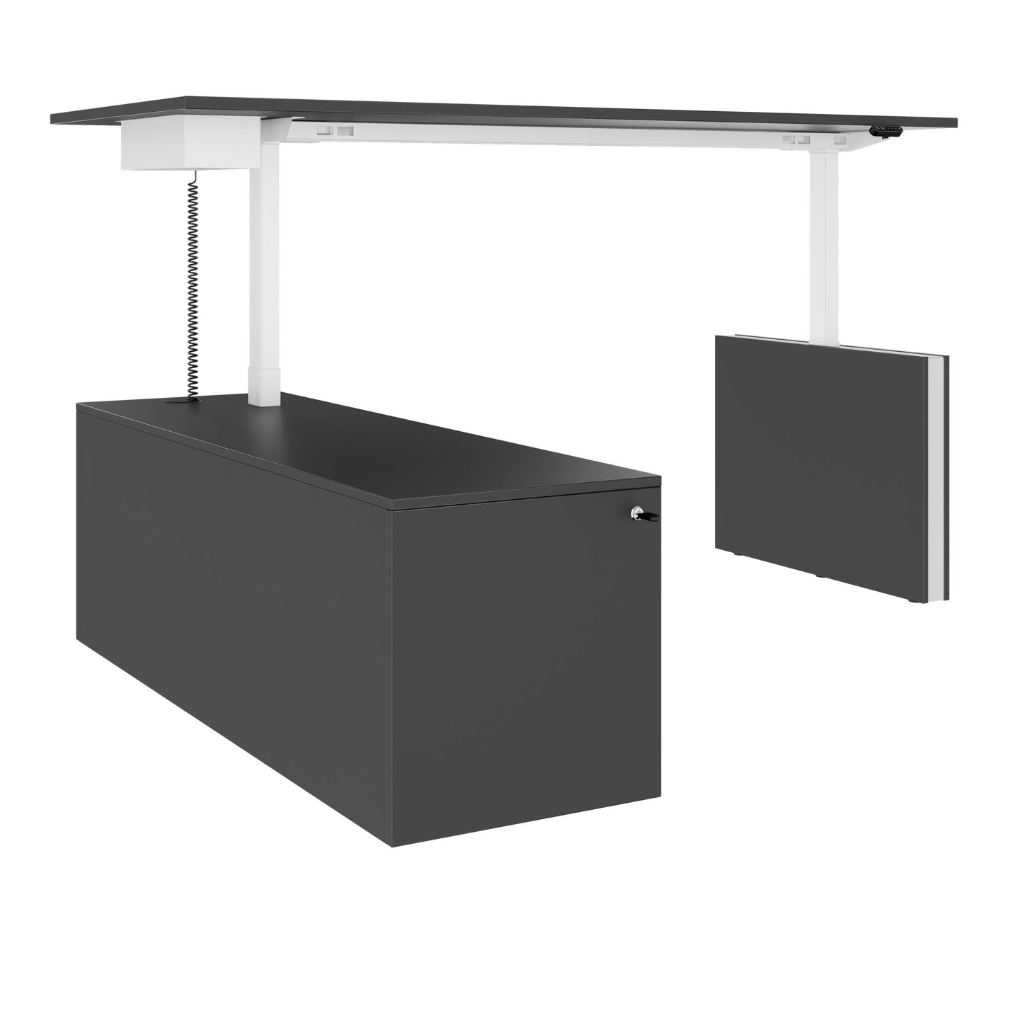 MOTION 2-Motoren-Schreibtisch mit Sideboard | Elektrisch höhenverstellbar, 2000 x 1800 mm, Anthrazit