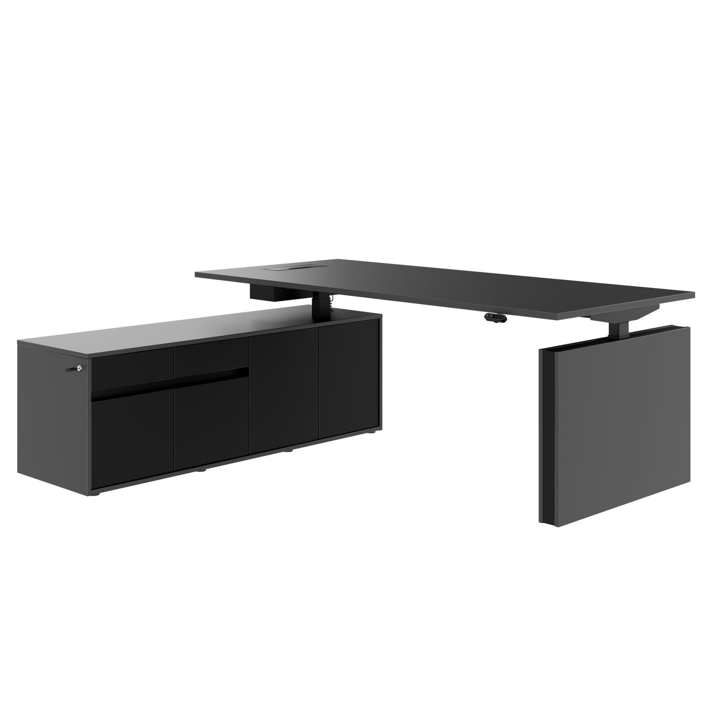 MOTION 2-Motoren-Schreibtisch mit Sideboard | Elektrisch höhenverstellbar, 2000 x 1800 mm, Anthrazit