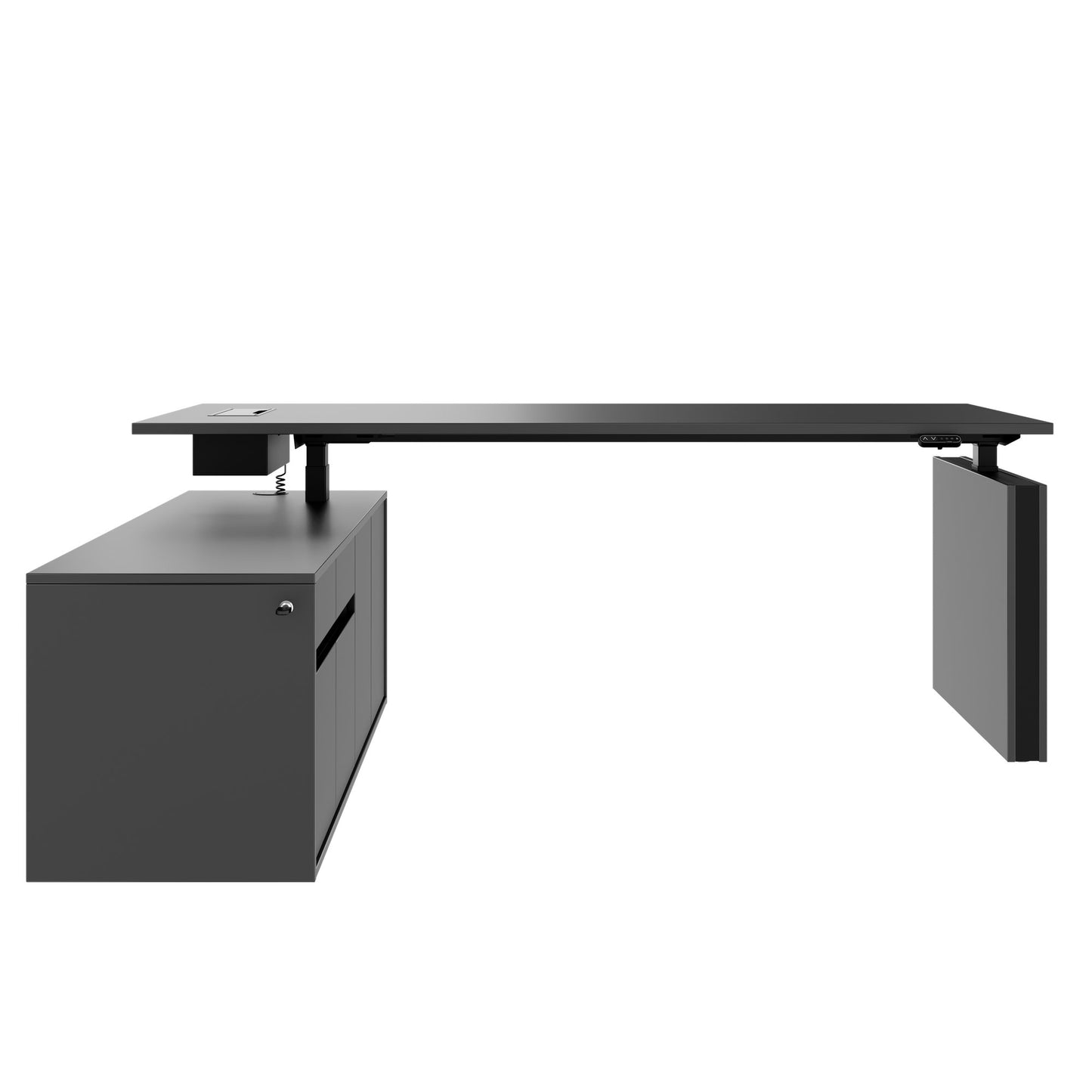 MOTION 2-Motoren-Schreibtisch mit Sideboard | Elektrisch höhenverstellbar, 2000 x 1800 mm, Anthrazit