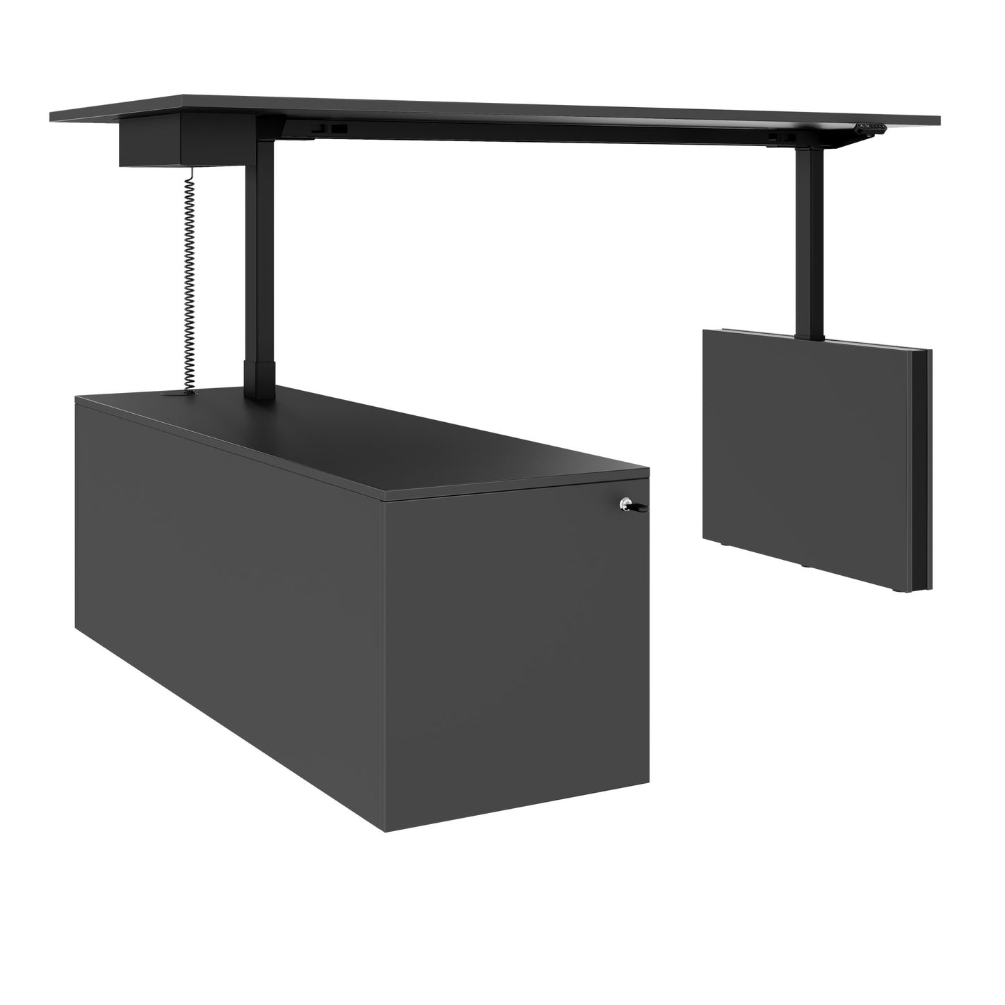 MOTION 2-Motoren-Schreibtisch mit Sideboard | Elektrisch höhenverstellbar, 2000 x 1800 mm, Anthrazit