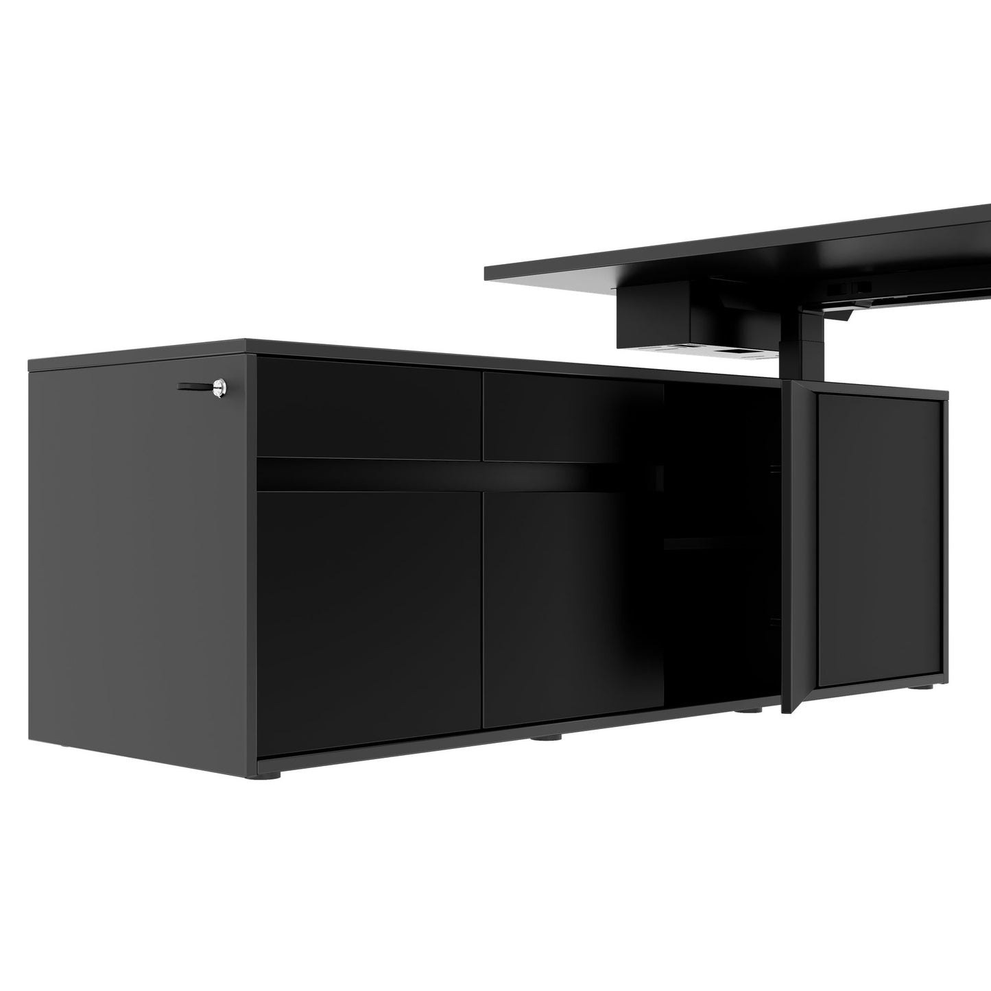 MOTION 2-Motoren-Schreibtisch mit Sideboard | Elektrisch höhenverstellbar, 2000 x 1800 mm, Anthrazit