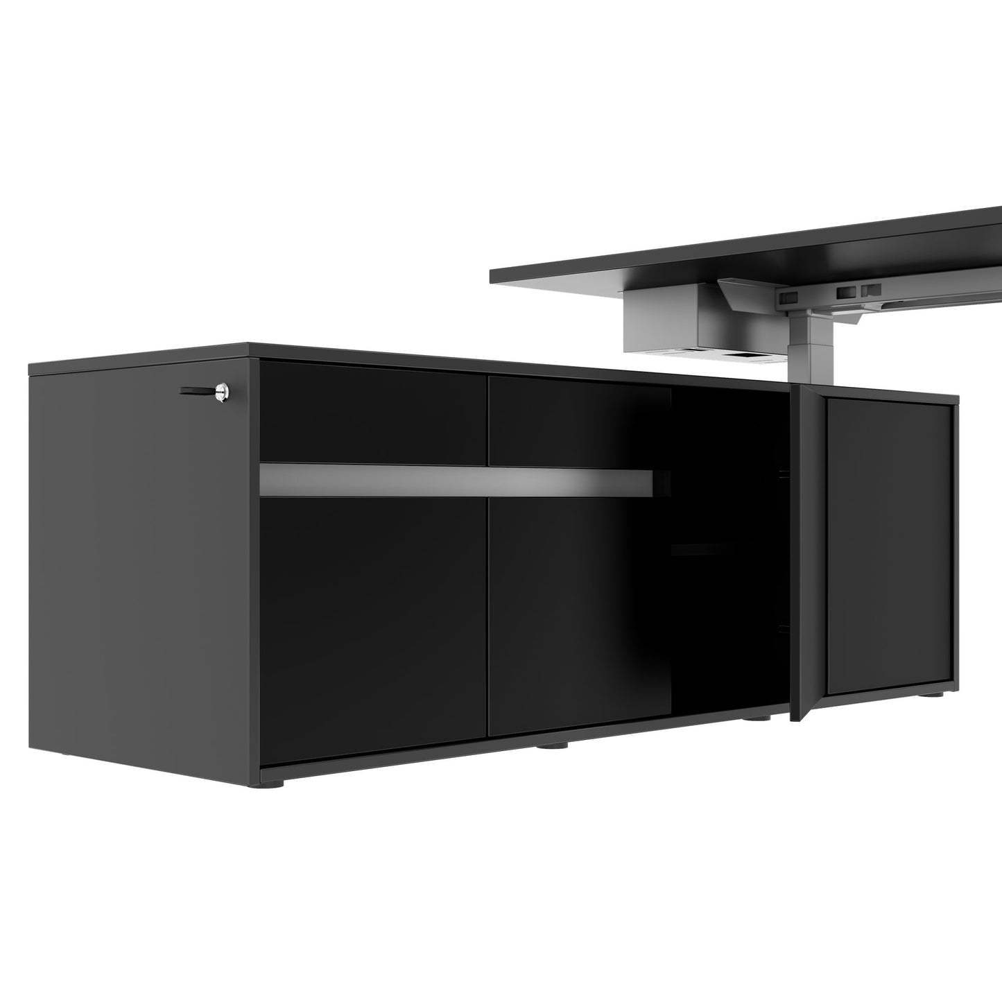 MOTION 2-Motoren-Schreibtisch mit Sideboard | Elektrisch höhenverstellbar, 2000 x 1800 mm, Anthrazit