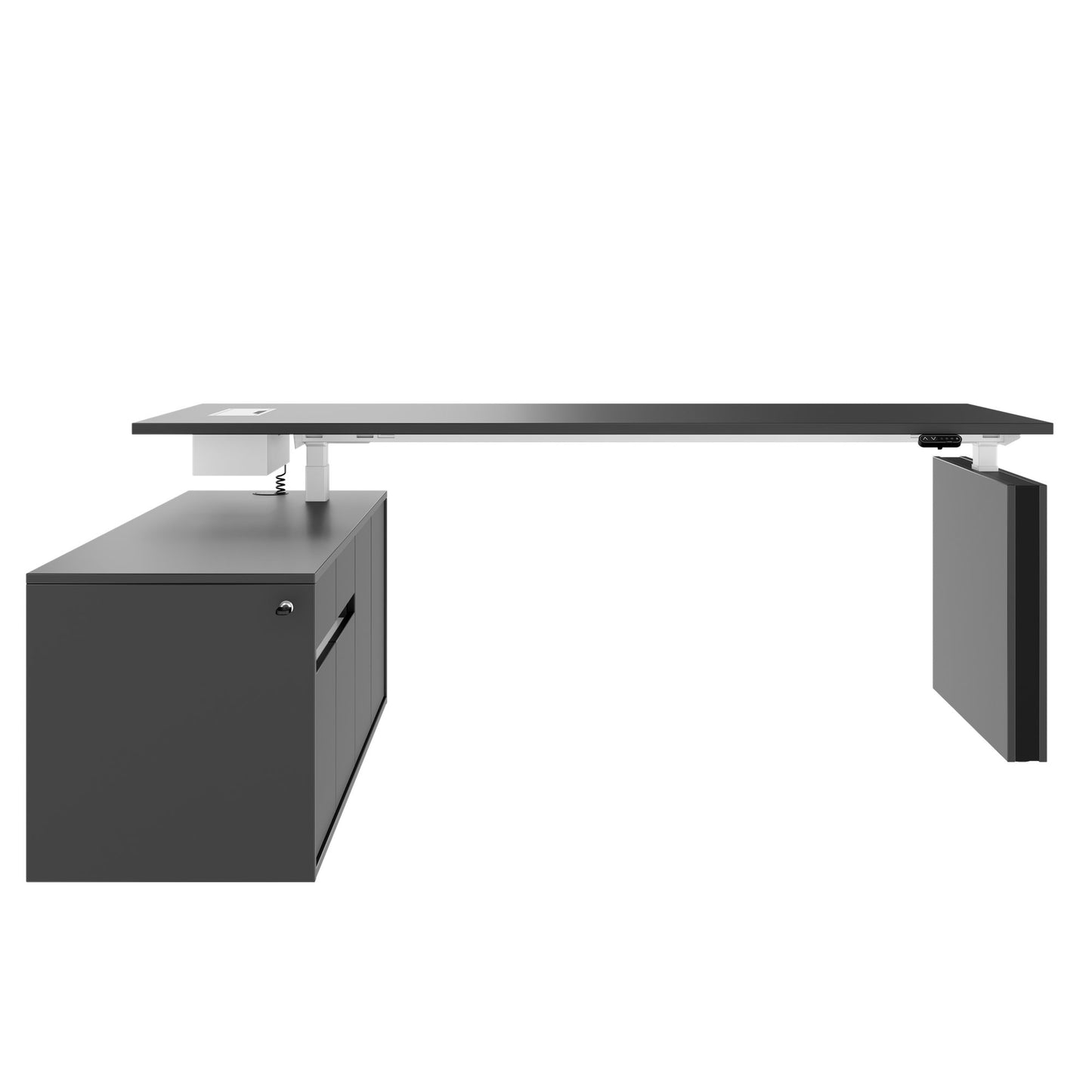 MOTION 2-Motoren-Schreibtisch mit Sideboard | Elektrisch höhenverstellbar, 2000 x 1800 mm, Anthrazit
