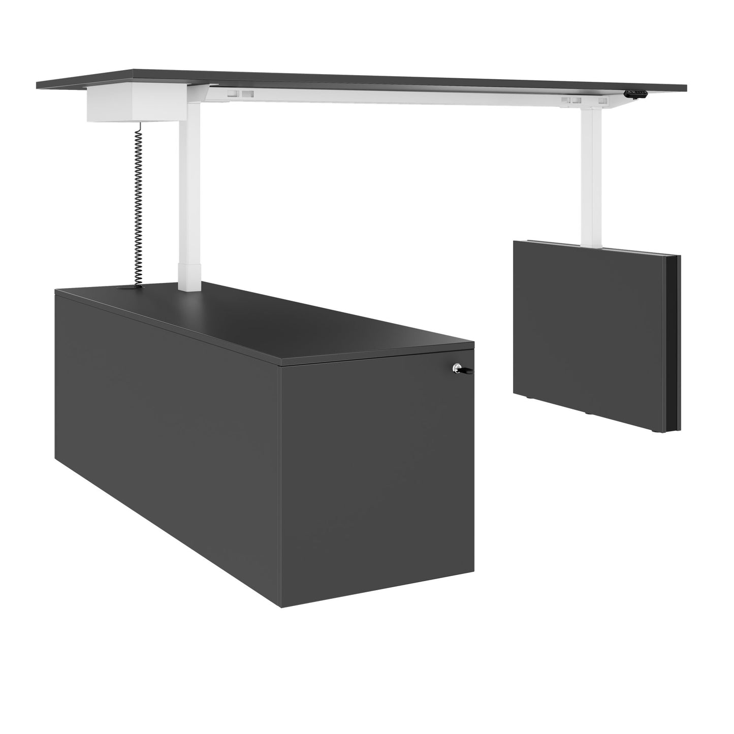 MOTION 2-Motoren-Schreibtisch mit Sideboard | Elektrisch höhenverstellbar, 2000 x 1800 mm, Anthrazit