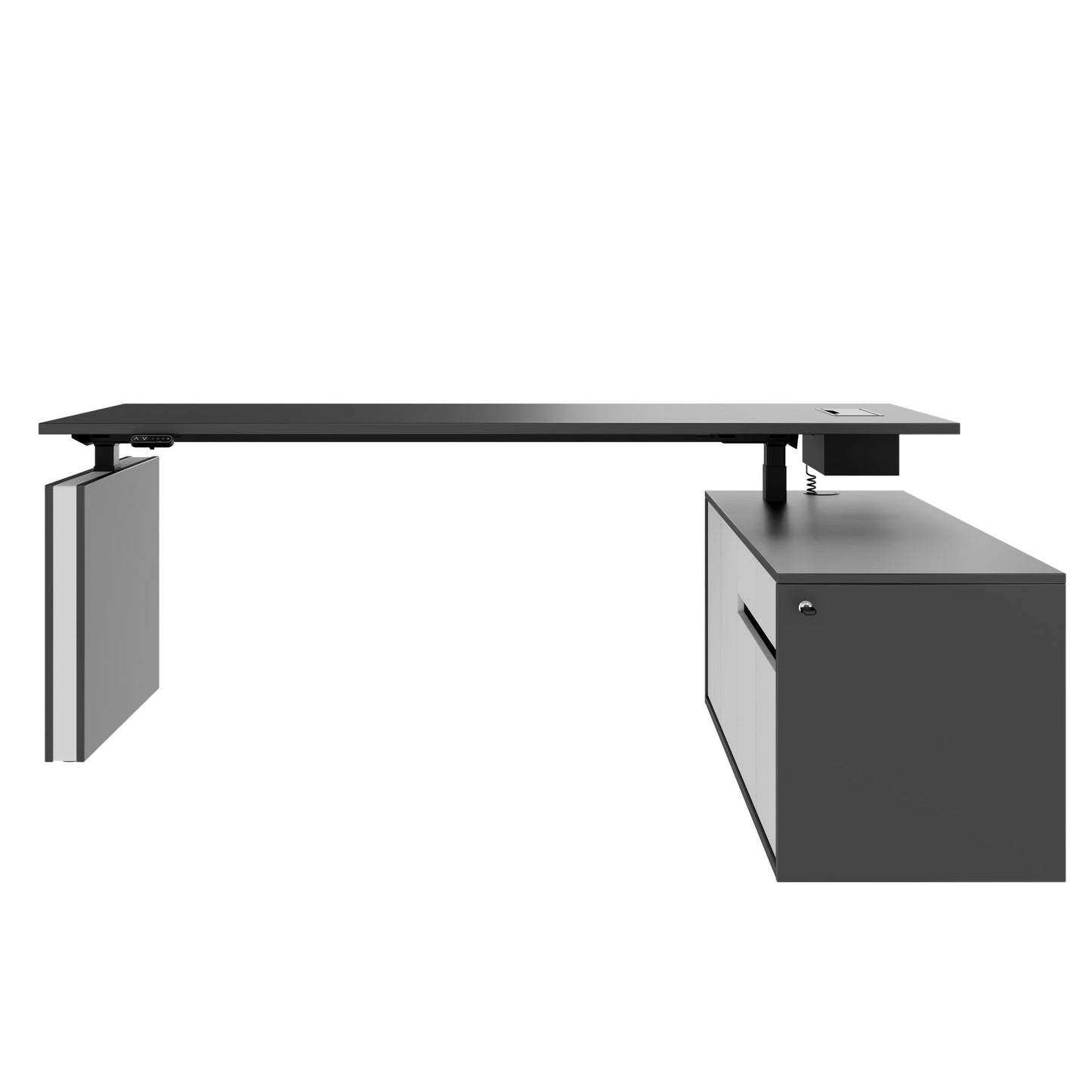 MOTION 2-Motoren-Schreibtisch mit Sideboard | Elektrisch höhenverstellbar, 2000 x 1800 mm, Anthrazit