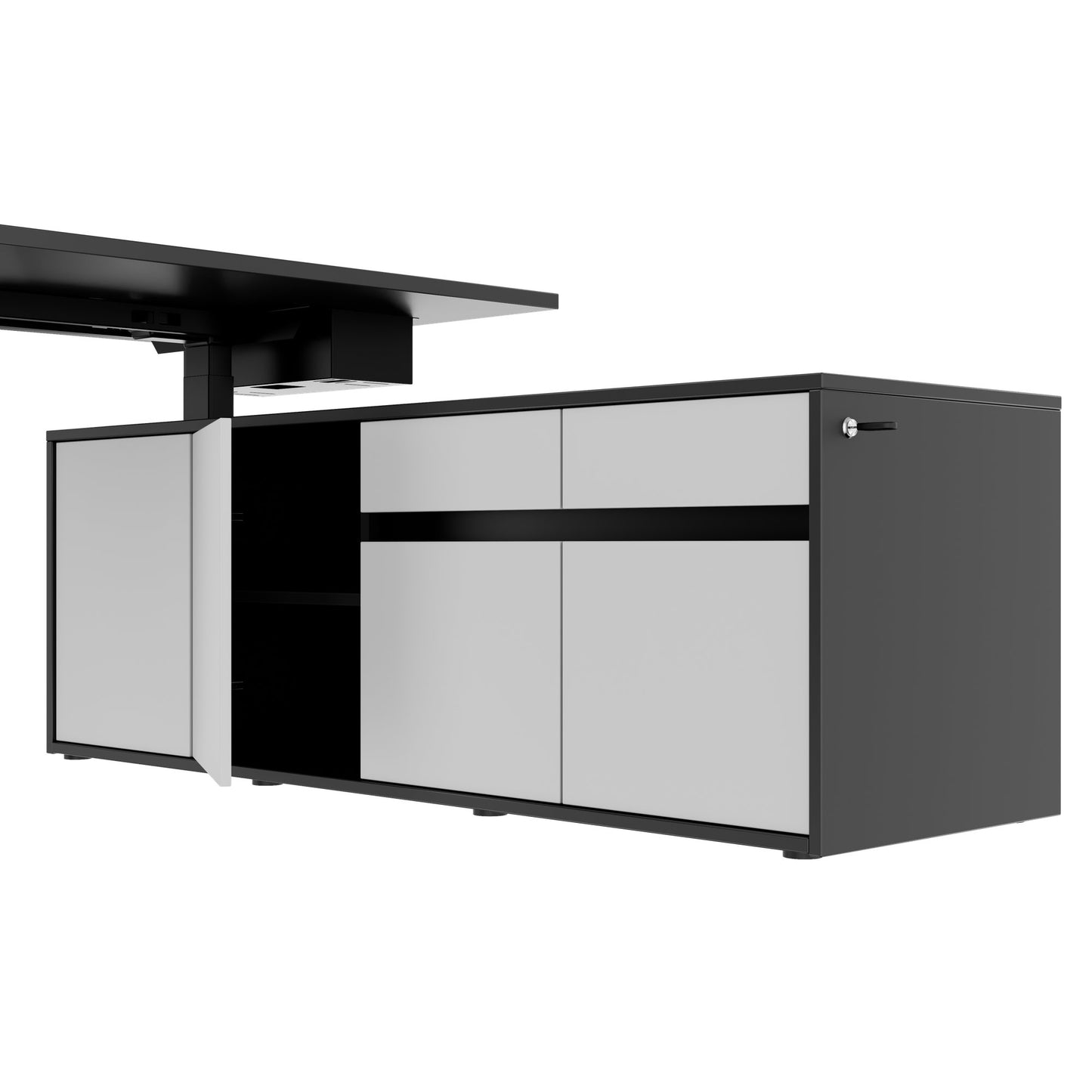 MOTION 2-Motoren-Schreibtisch mit Sideboard | Elektrisch höhenverstellbar, 2000 x 1800 mm, Anthrazit