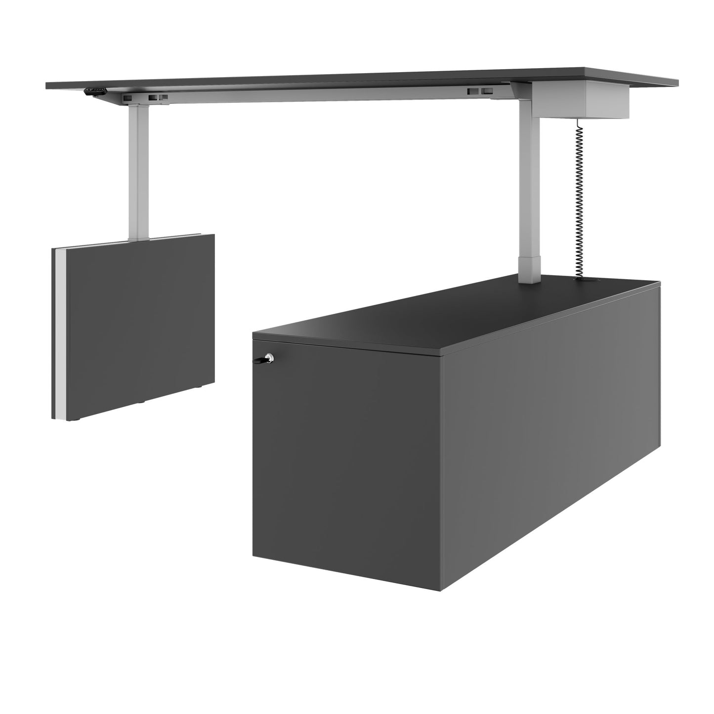 MOTION 2-Motoren-Schreibtisch mit Sideboard | Elektrisch höhenverstellbar, 2000 x 1800 mm, Anthrazit