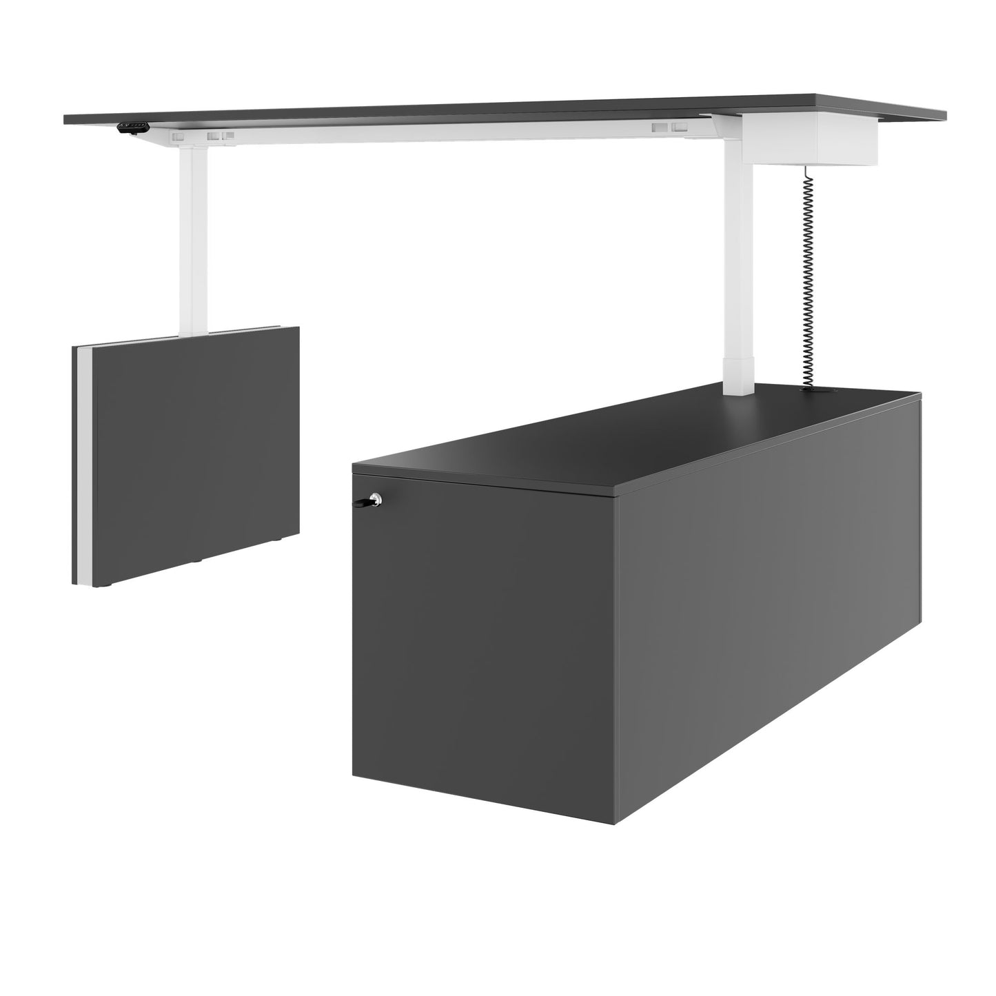 MOTION 2-Motoren-Schreibtisch mit Sideboard | Elektrisch höhenverstellbar, 2000 x 1800 mm, Anthrazit