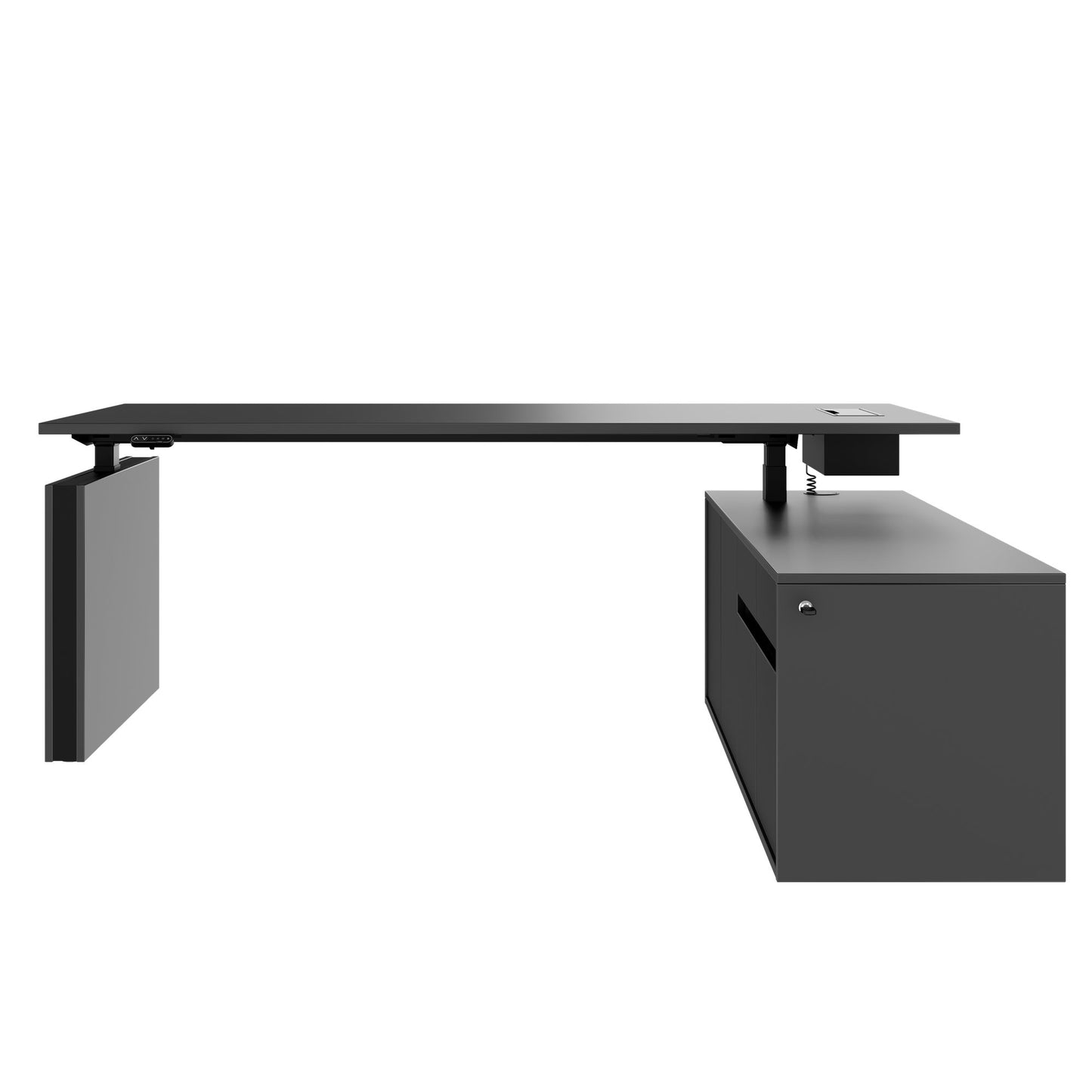 MOTION 2-Motoren-Schreibtisch mit Sideboard | Elektrisch höhenverstellbar, 2000 x 1800 mm, Anthrazit