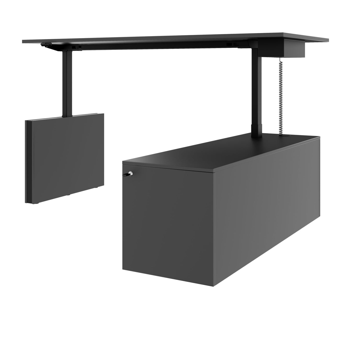 MOTION 2-Motoren-Schreibtisch mit Sideboard | Elektrisch höhenverstellbar, 2000 x 1800 mm, Anthrazit