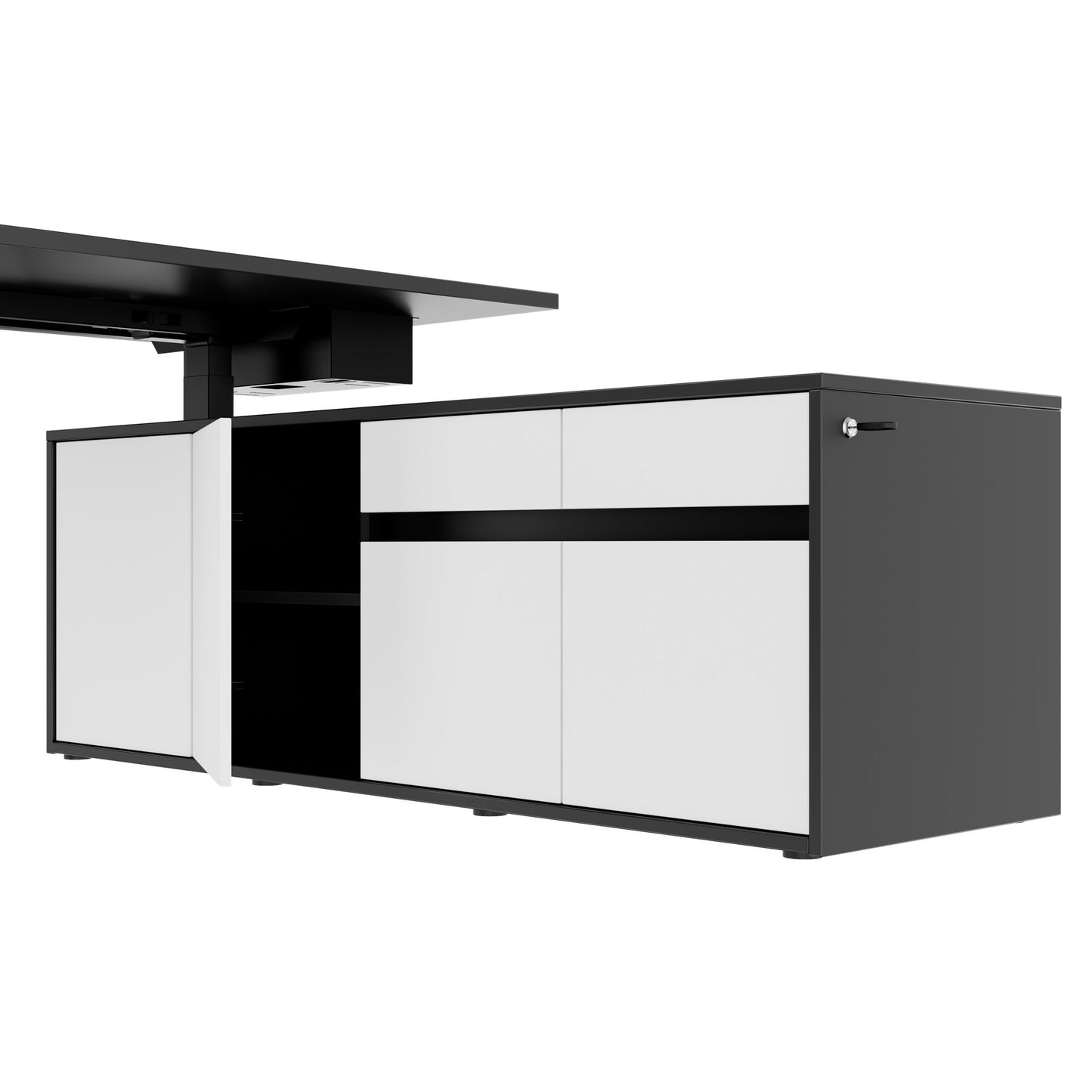 MOTION 2-Motoren-Schreibtisch mit Sideboard | Elektrisch höhenverstellbar, 2000 x 1800 mm, Anthrazit