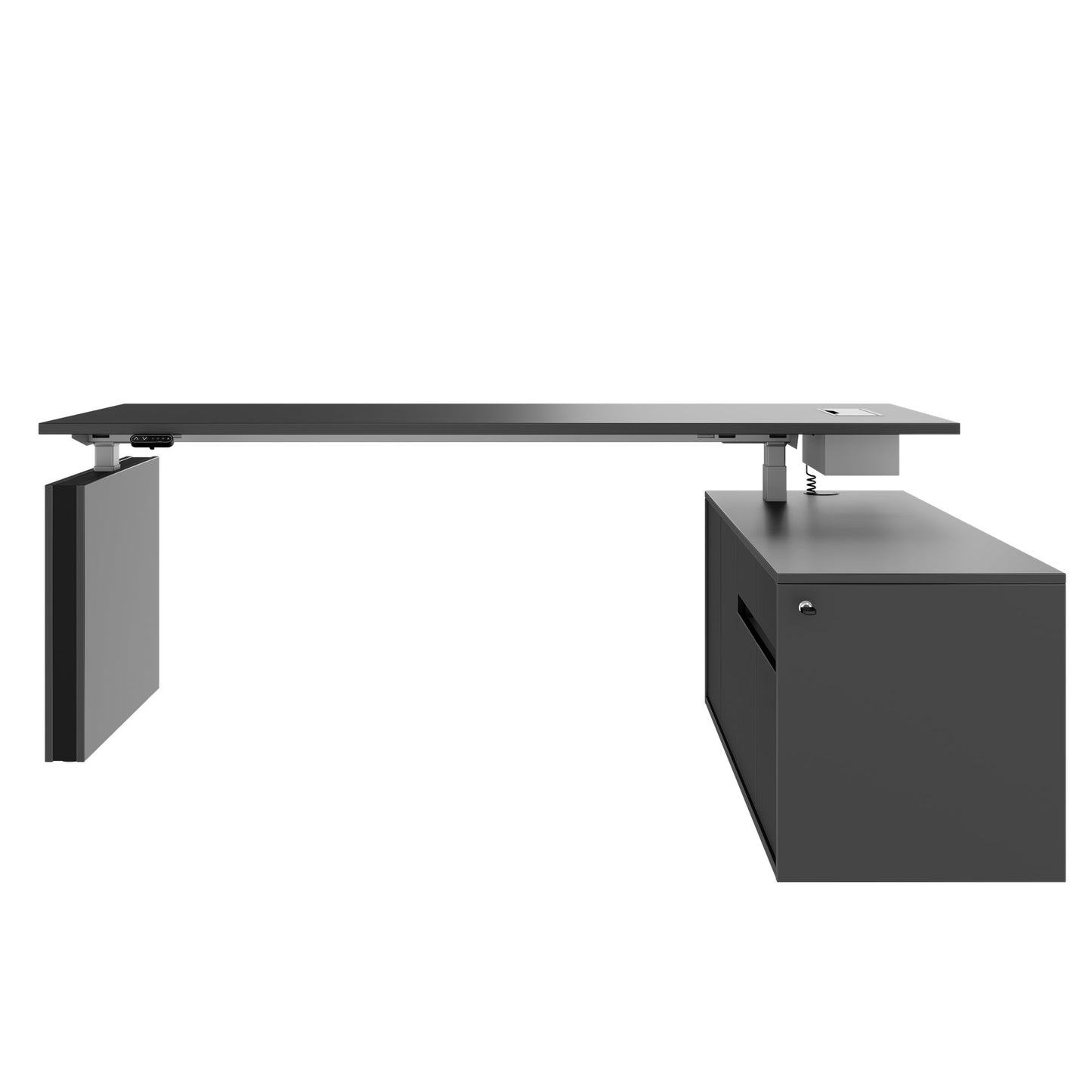 MOTION 2-Motoren-Schreibtisch mit Sideboard | Elektrisch höhenverstellbar, 2000 x 1800 mm, Anthrazit