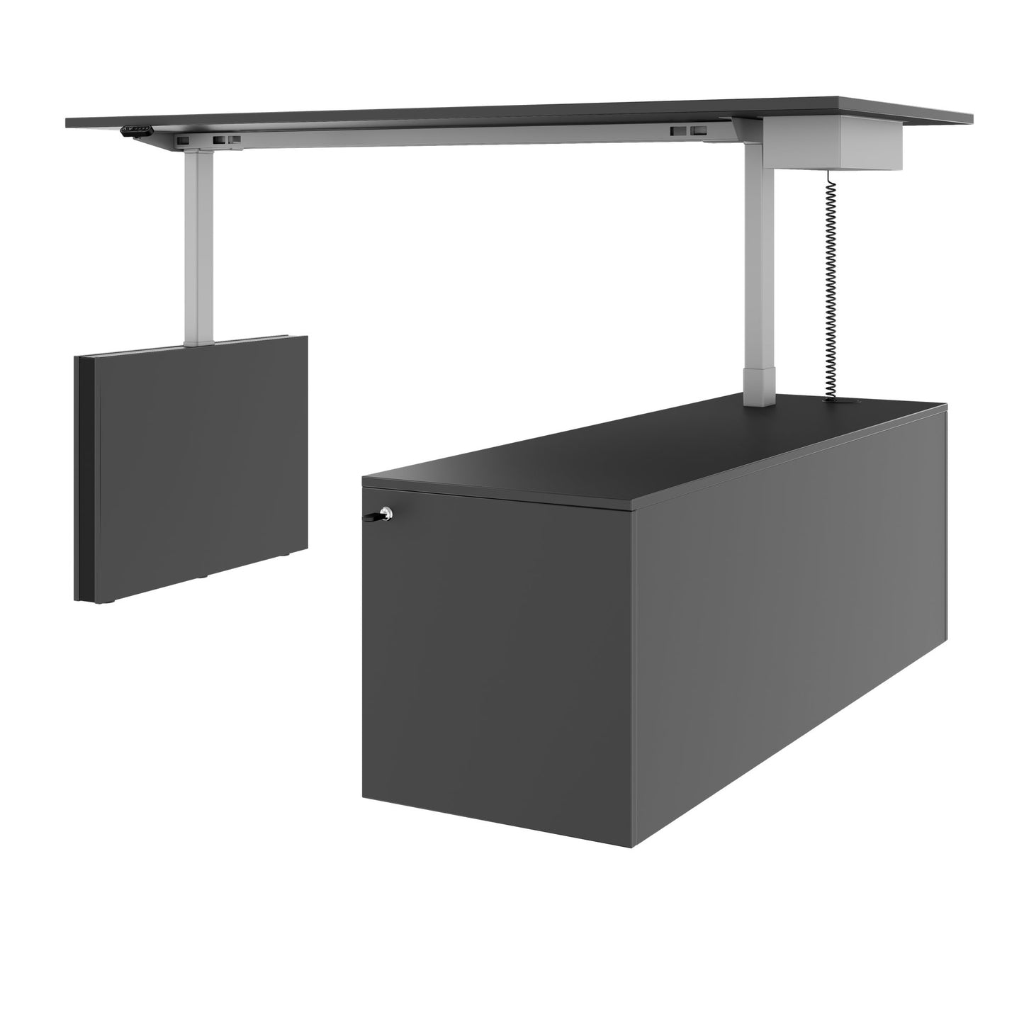 MOTION 2-Motoren-Schreibtisch mit Sideboard | Elektrisch höhenverstellbar, 2000 x 1800 mm, Anthrazit