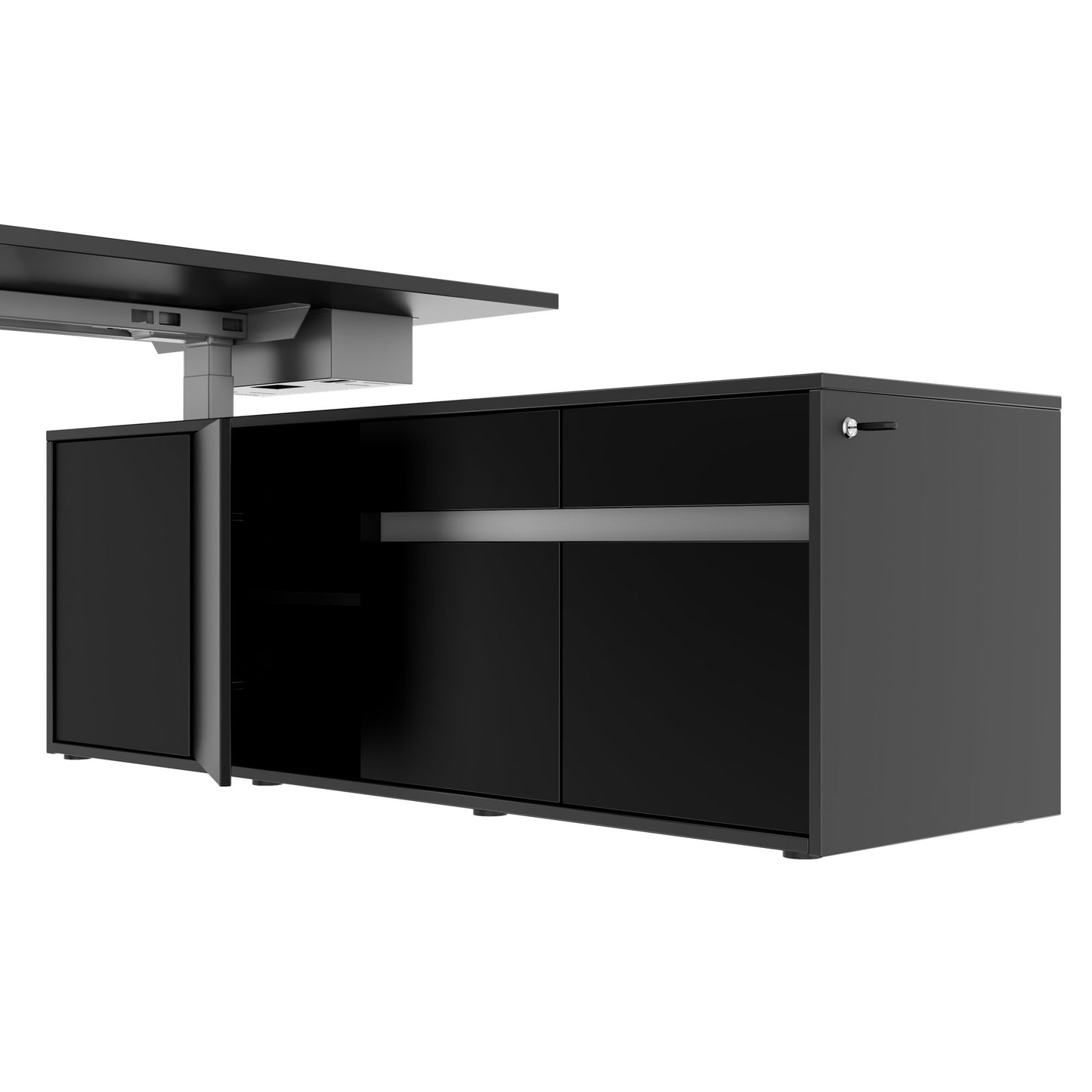 MOTION 2-Motoren-Schreibtisch mit Sideboard | Elektrisch höhenverstellbar, 2000 x 1800 mm, Anthrazit