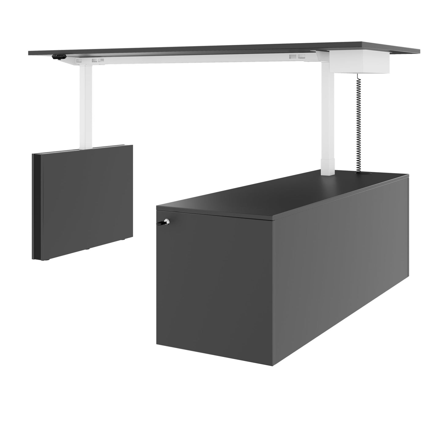 MOTION 2-Motoren-Schreibtisch mit Sideboard | Elektrisch höhenverstellbar, 2000 x 1800 mm, Anthrazit