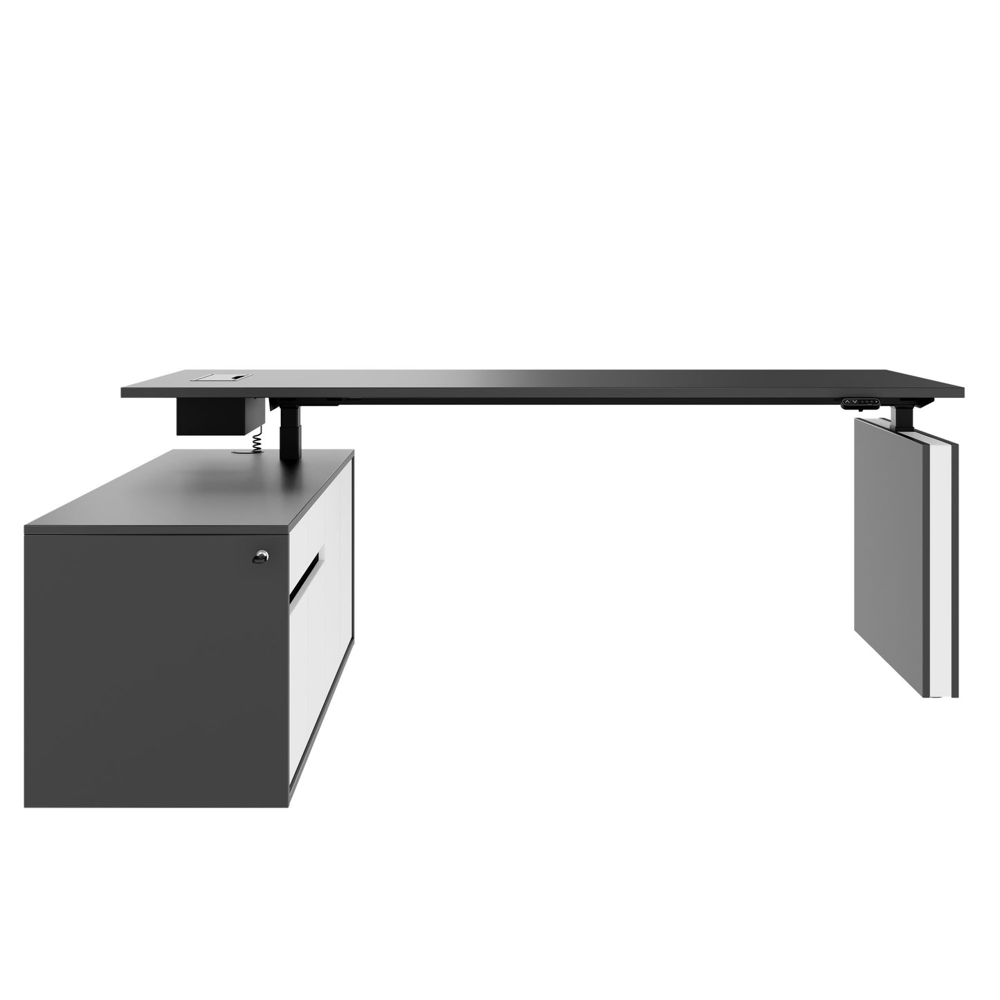 MOTION 2-Motoren-Schreibtisch mit Sideboard | Elektrisch höhenverstellbar, 2000 x 1800 mm, Anthrazit