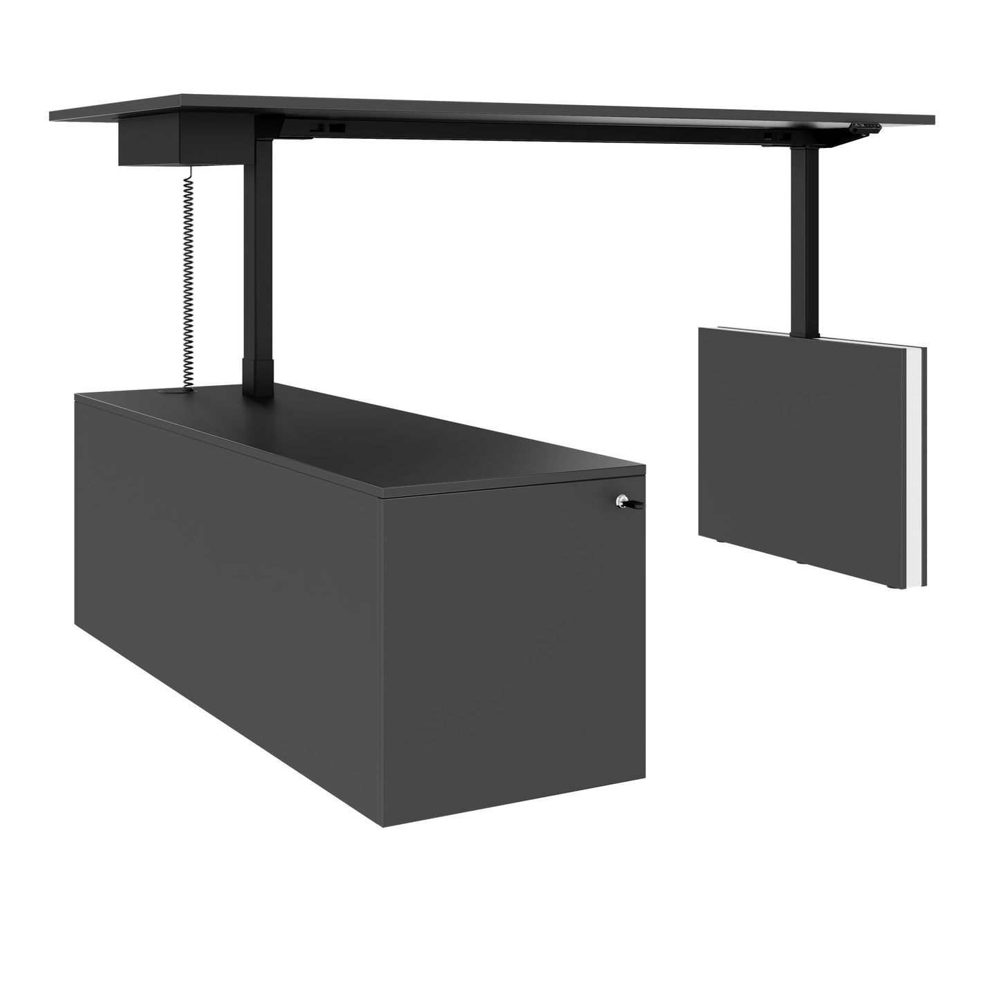 MOTION 2-Motoren-Schreibtisch mit Sideboard | Elektrisch höhenverstellbar, 2000 x 1800 mm, Anthrazit