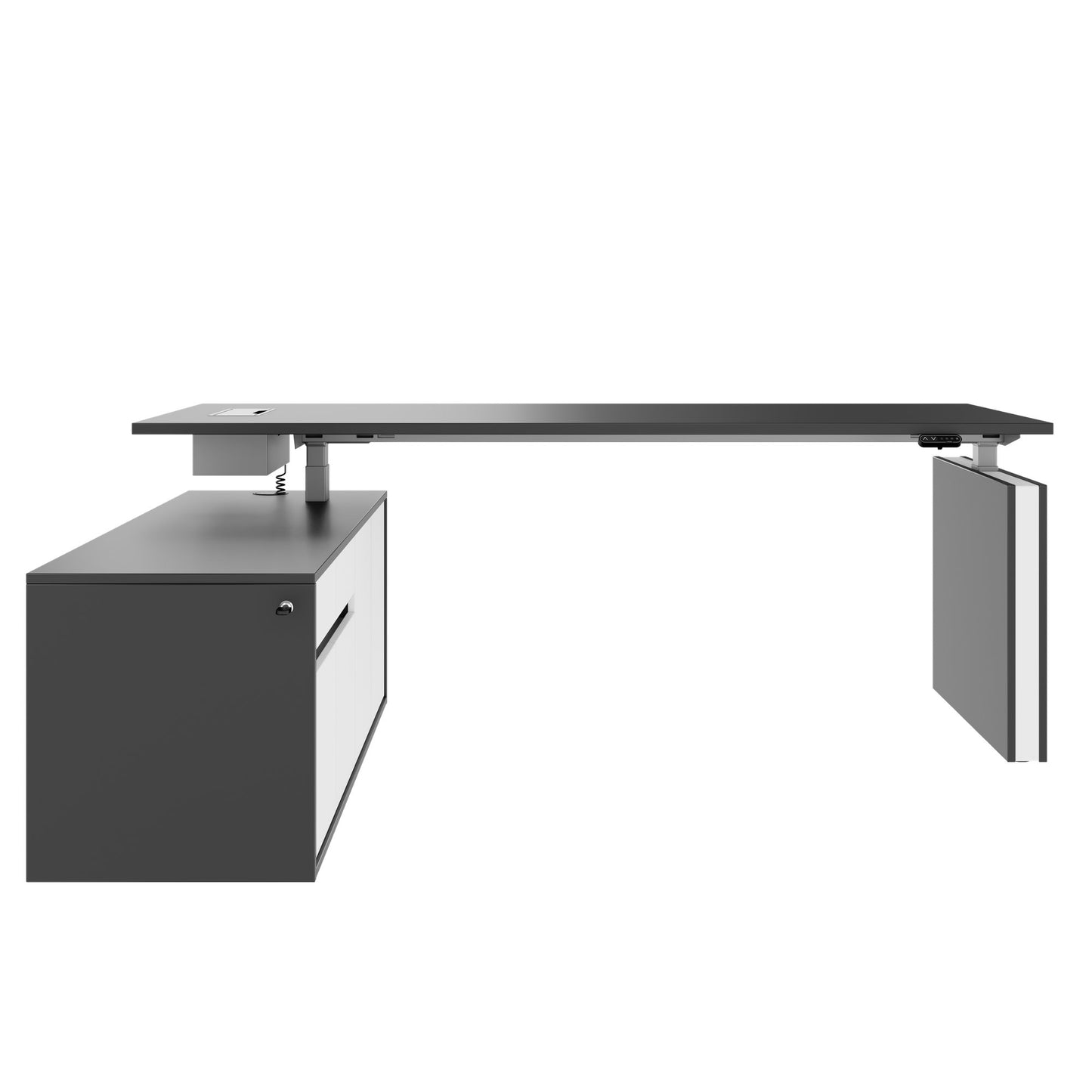 MOTION 2-Motoren-Schreibtisch mit Sideboard | Elektrisch höhenverstellbar, 2000 x 1800 mm, Anthrazit