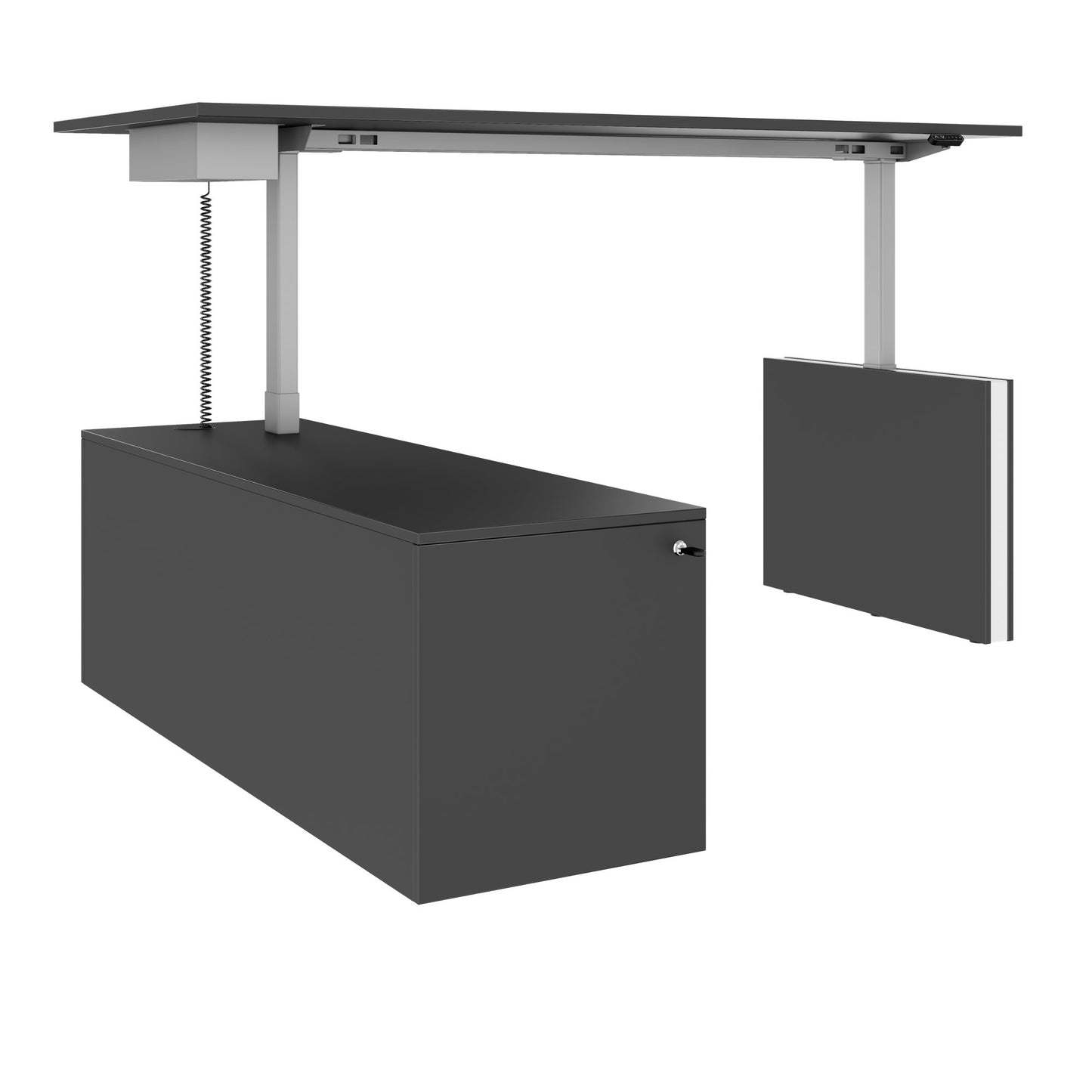 MOTION 2-Motoren-Schreibtisch mit Sideboard | Elektrisch höhenverstellbar, 2000 x 1800 mm, Anthrazit